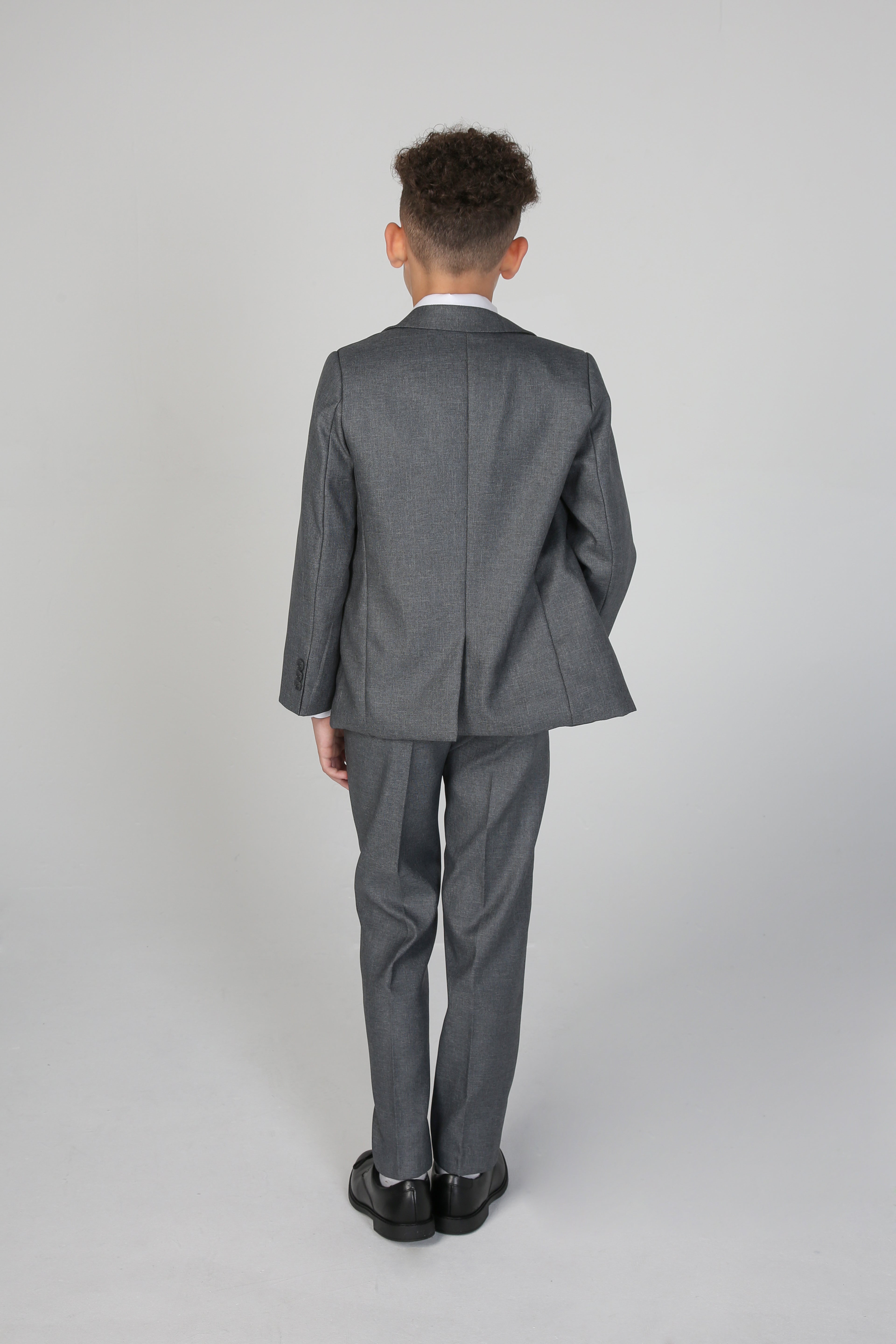 Boys Tailored Fit Suit Formal Wedding 6 Pieces Set in Grey