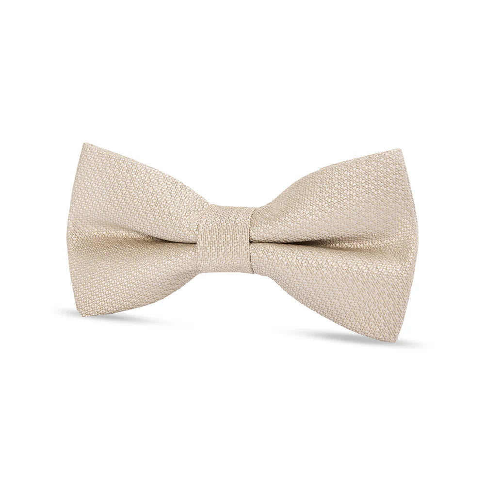 Boys Textured Jacquard Pre-Tied Bow Tie with Adjustable Clip Neck Strap - Champagne