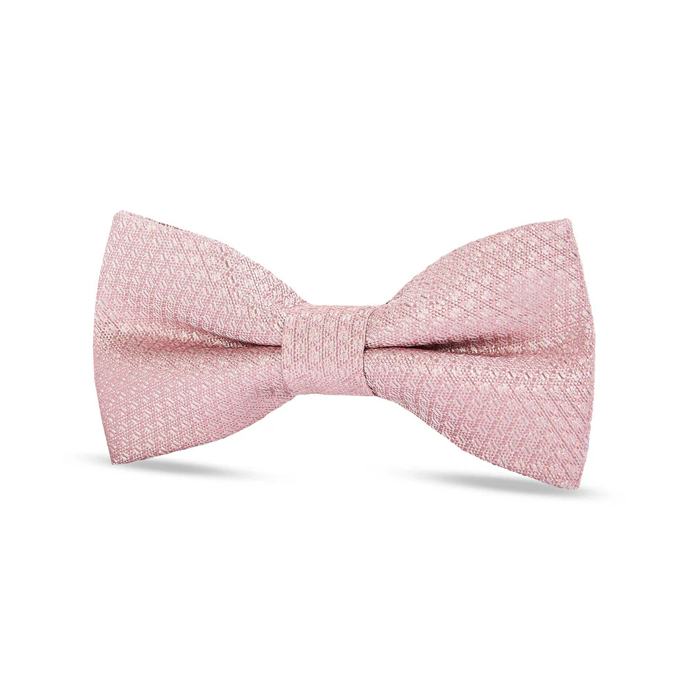Boys Textured Jacquard Pre-Tied Bow Tie with Adjustable Clip Neck Strap - Light Pink
