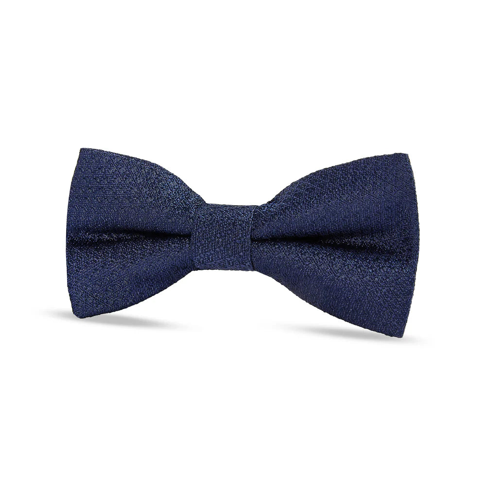 Boys Textured Jacquard Pre-Tied Bow Tie with Adjustable Clip Neck Strap - Navy