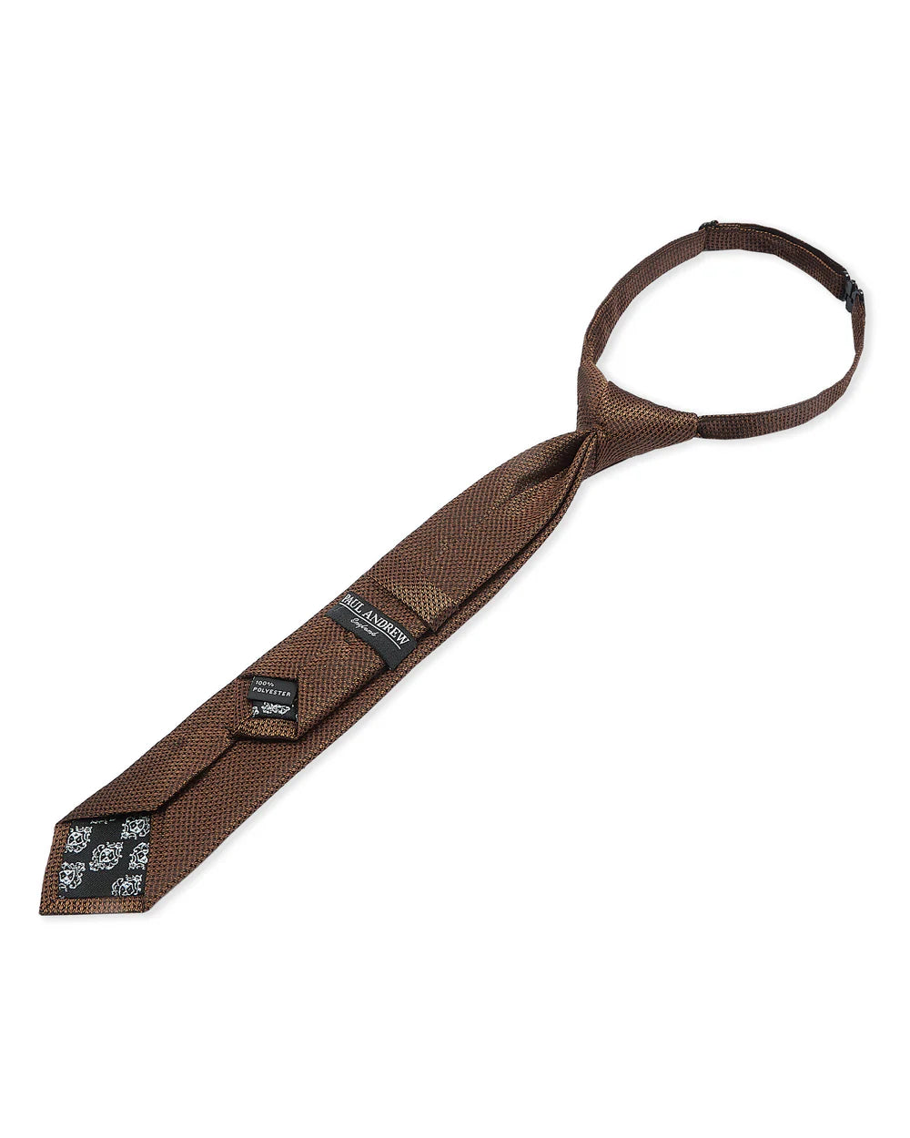 Boys Textured Jacquard Pre-Tied Tie with Adjustable Clip Neck Strap - Brown