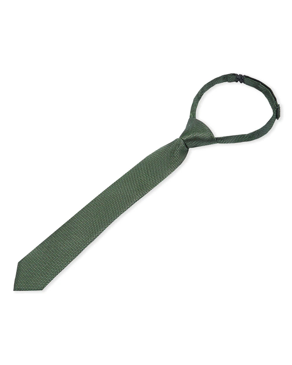 Boys Textured Jacquard Pre-Tied Tie with Adjustable Clip Neck Strap - Green
