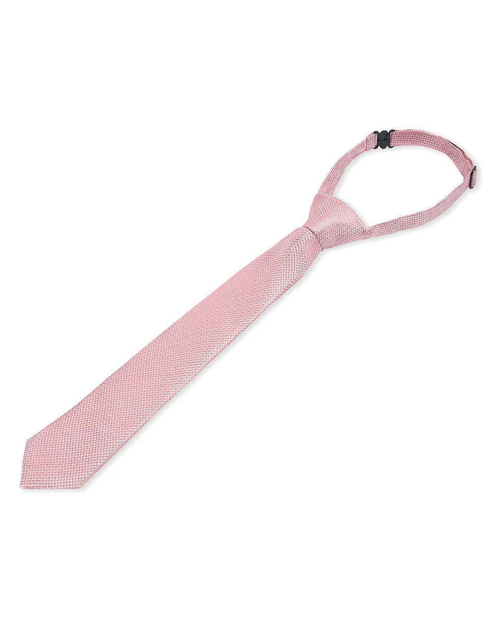 Boys Textured Jacquard Pre-Tied Tie with Adjustable Clip Neck Strap - Pink