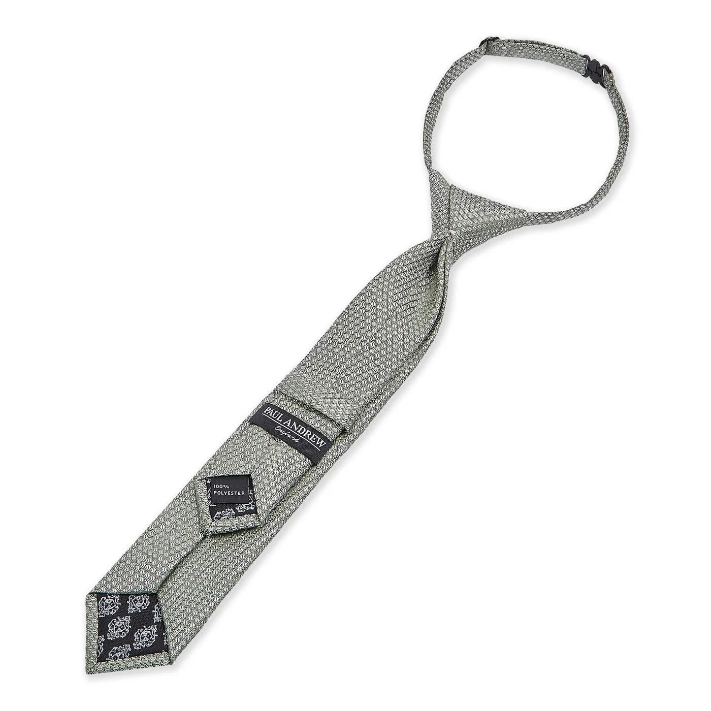 Boys Textured Jacquard Pre-Tied Tie with Adjustable Clip Neck Strap - Sage Green