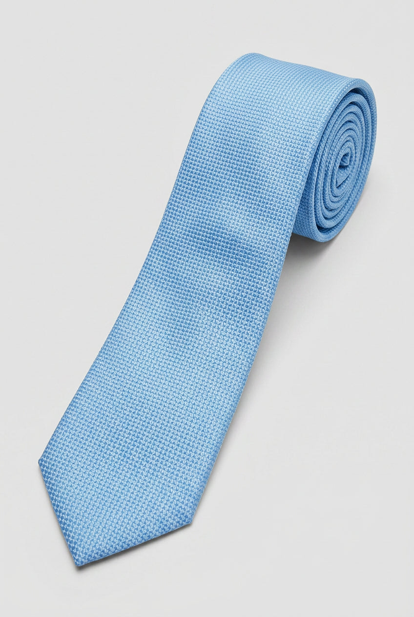 Boys Textured Jacquard Slim Tie - Blue