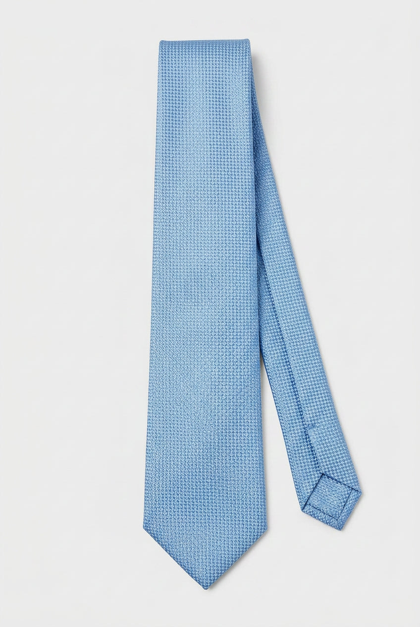 Boys Textured Jacquard Slim Tie - Blue
