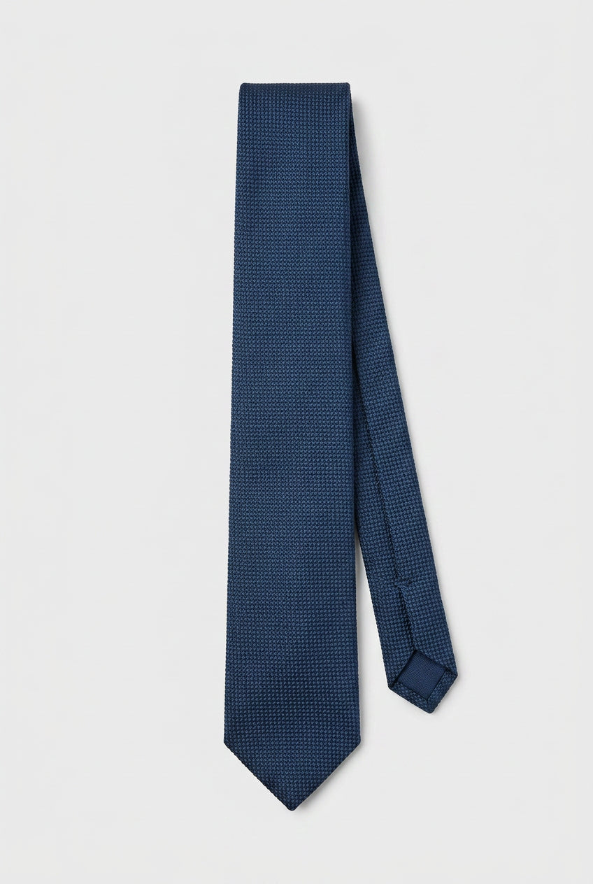 Boys Textured Jacquard Slim Tie - Navy