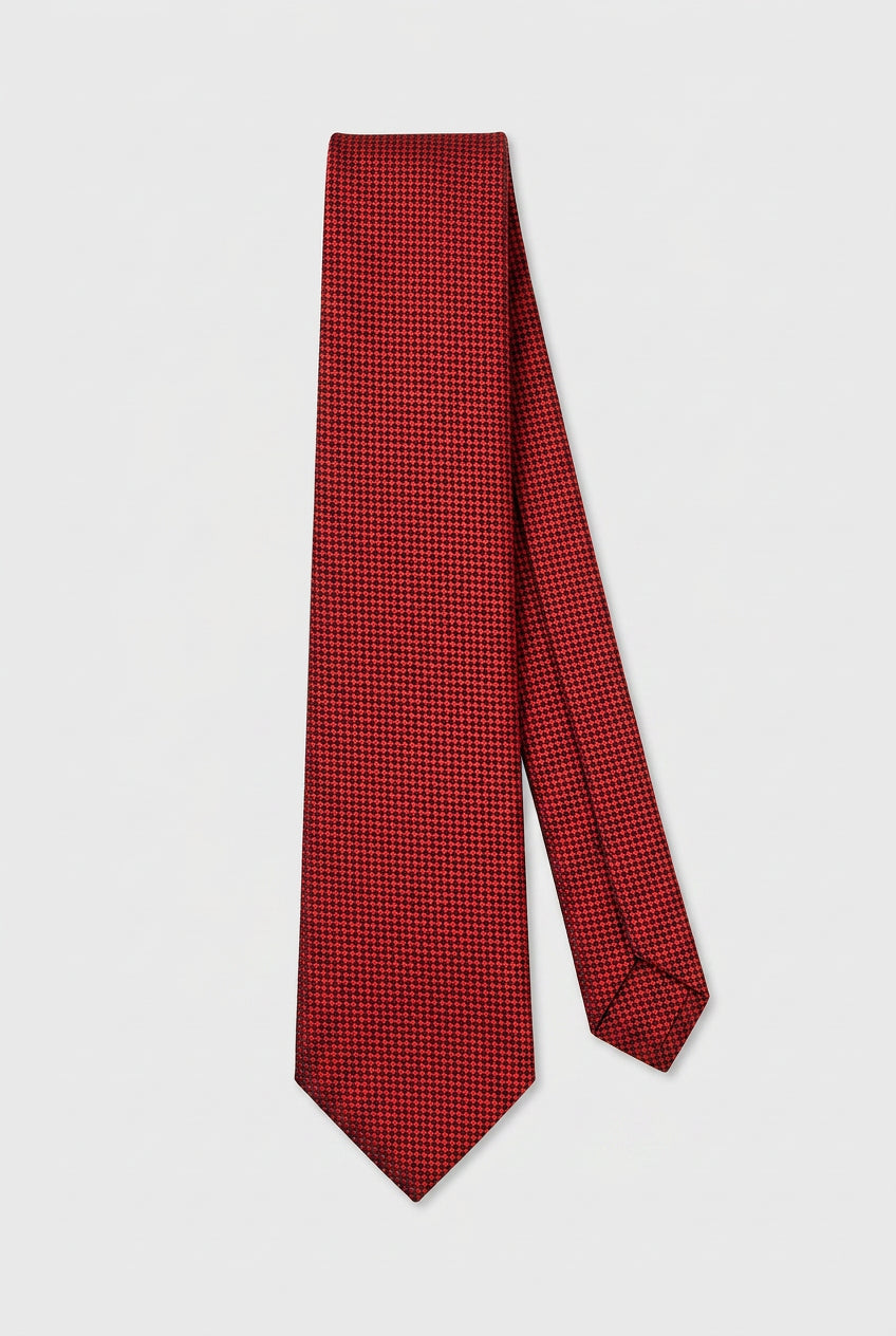 Boys Textured Jacquard Slim Tie - Red