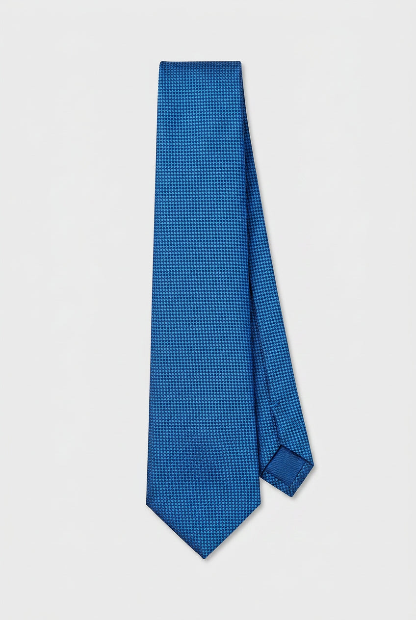 Boys Textured Jacquard Slim Tie - Royal Blue