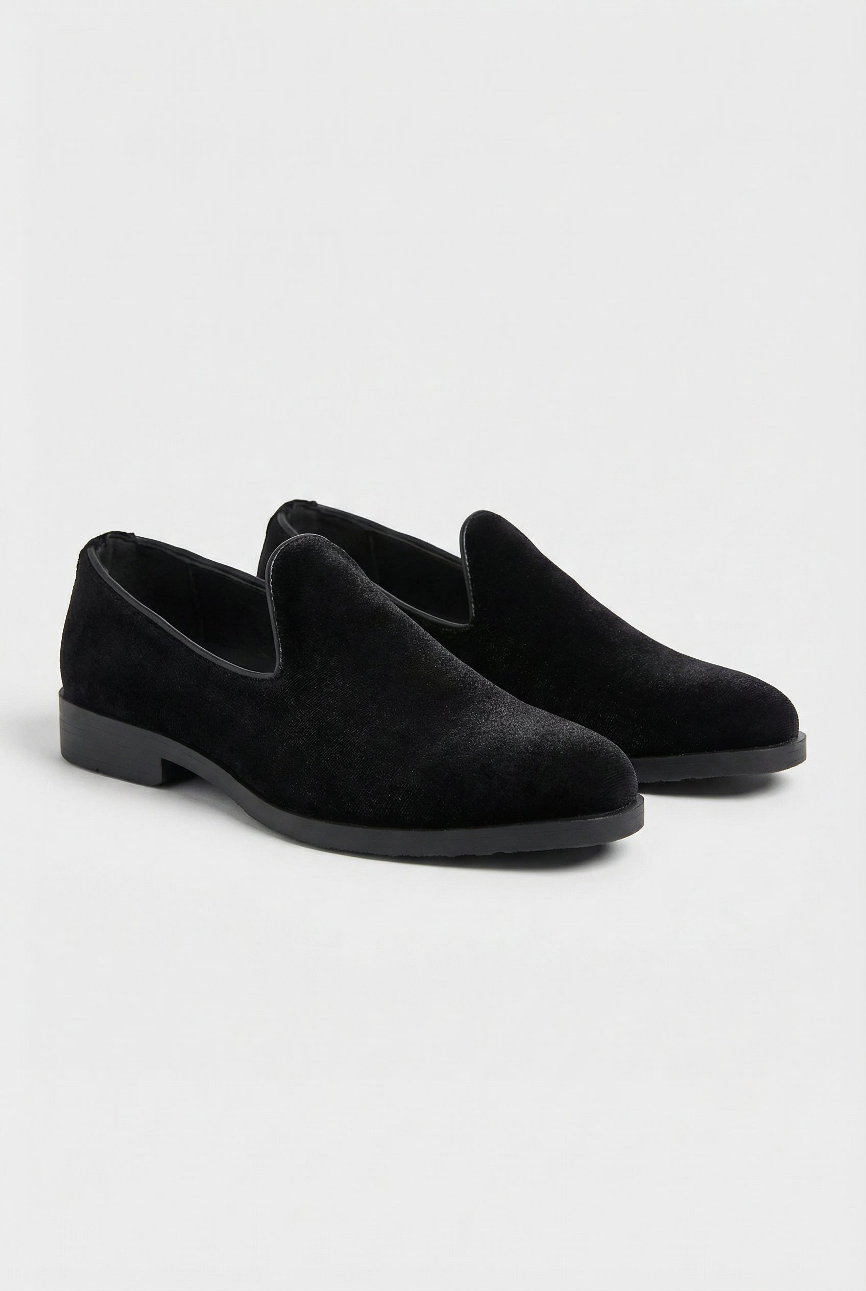 Boys Velvet Loafer Shoes - Jackson Black Pair Side Picture