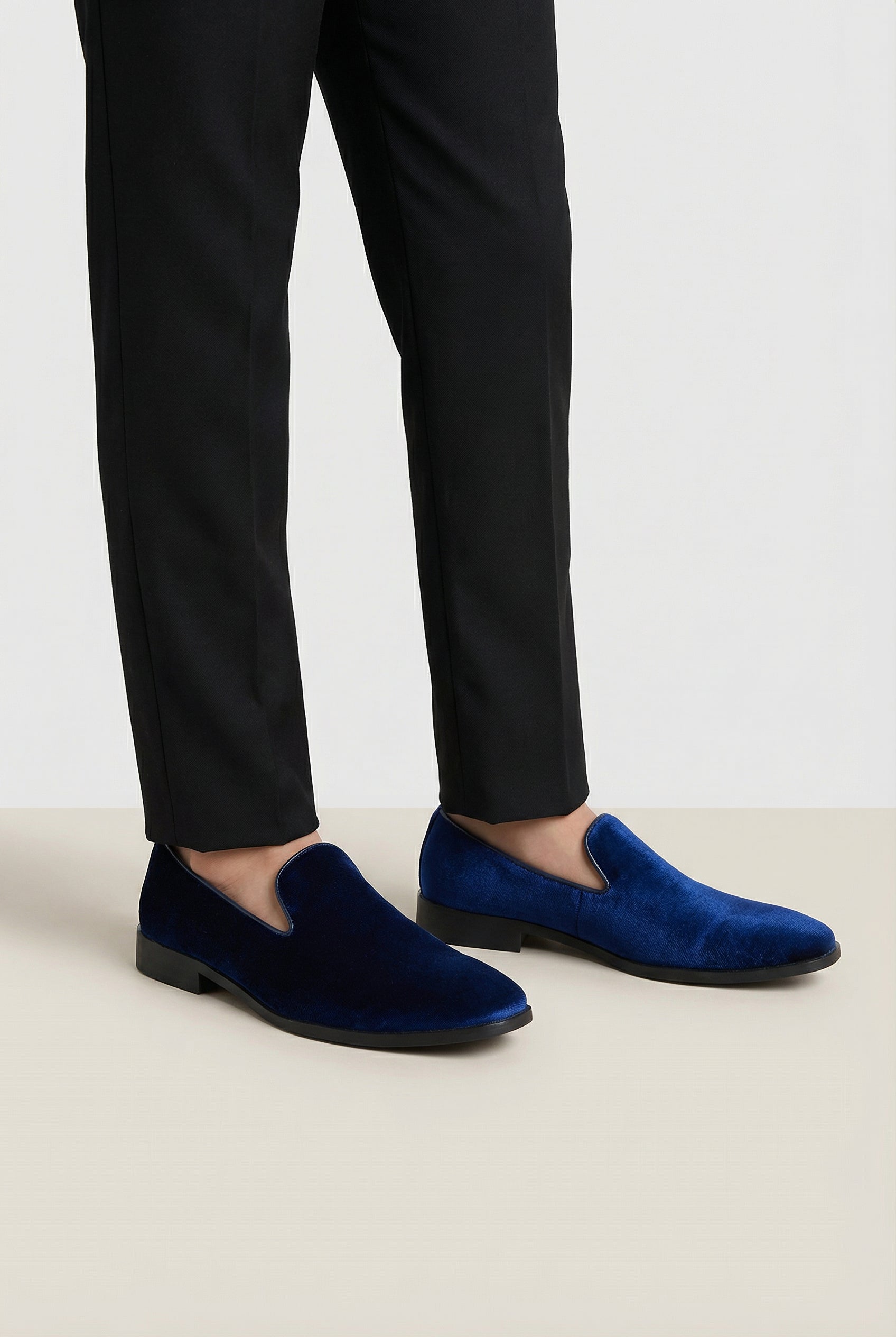 Boys Velvet Loafer Shoes - Jackson Blue Model Picture