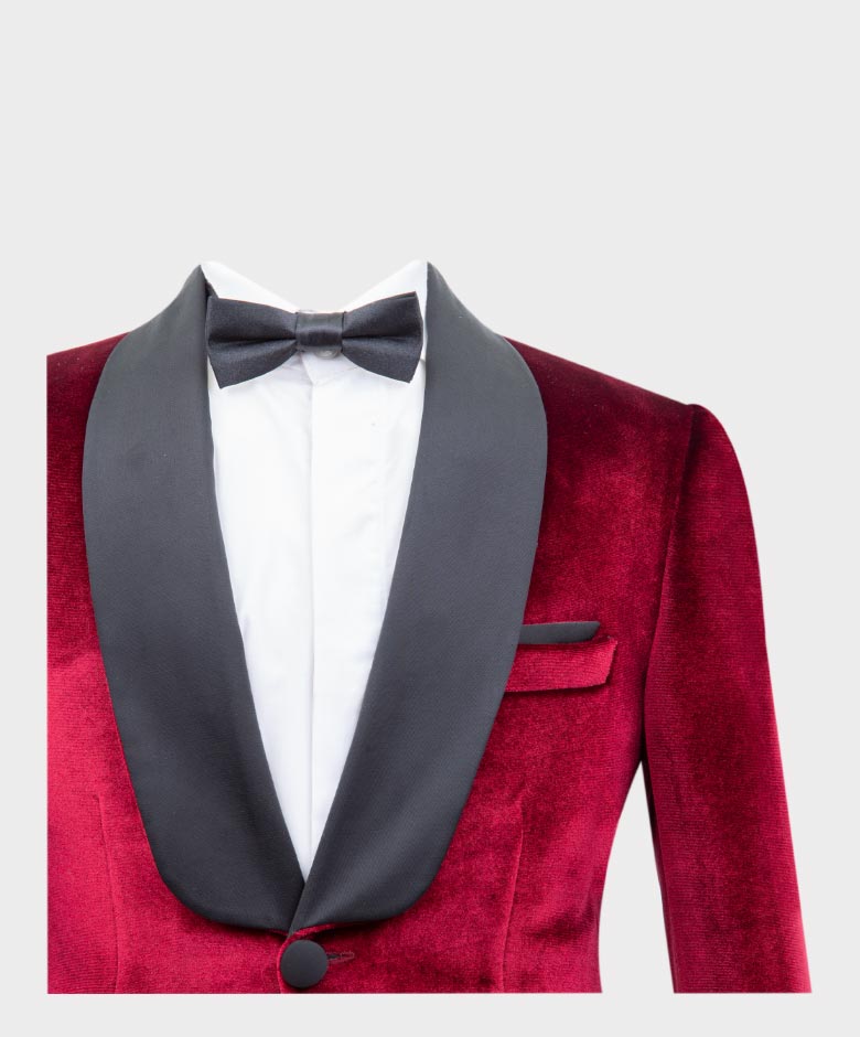 Boys Velvet Tuxedo Blazer Set - KINGSMAN - Red