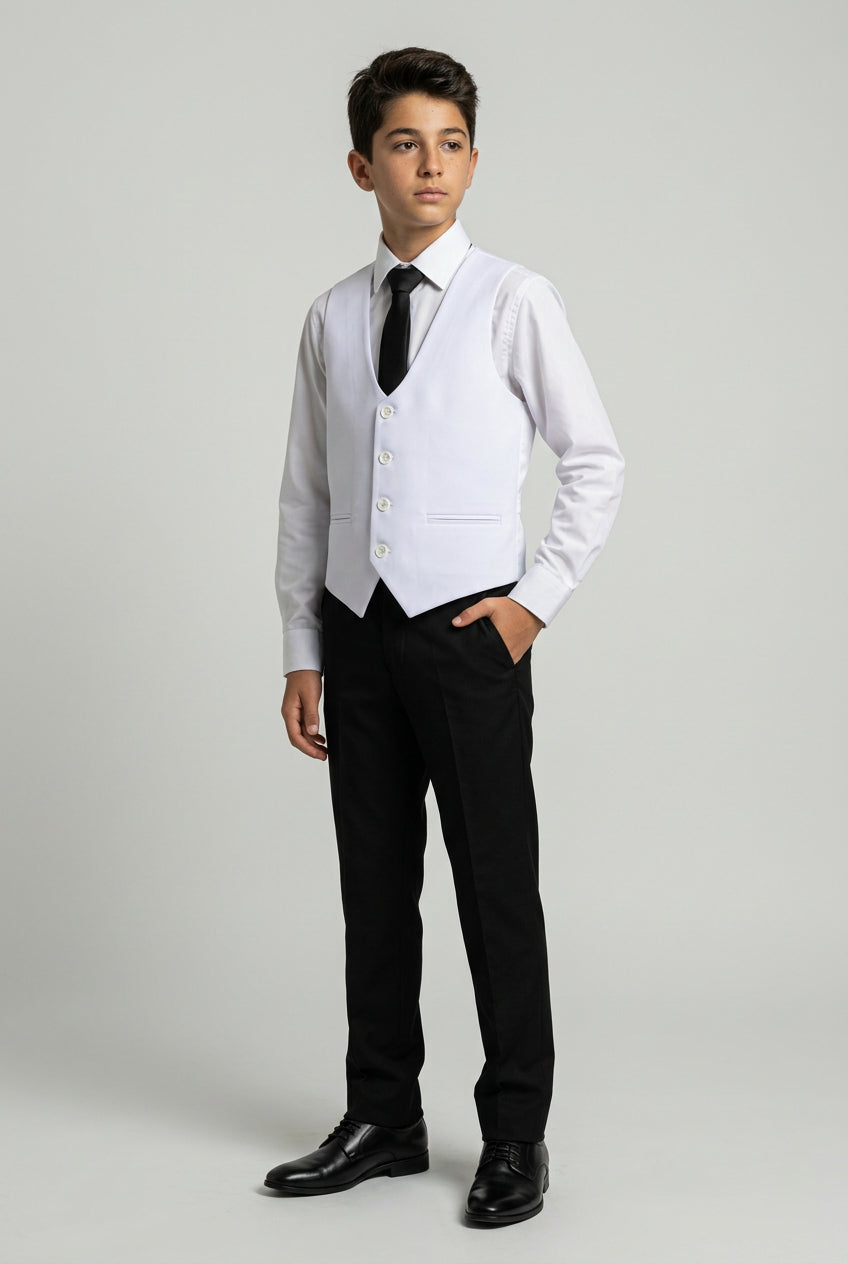 Boys White Formal Waistcoat