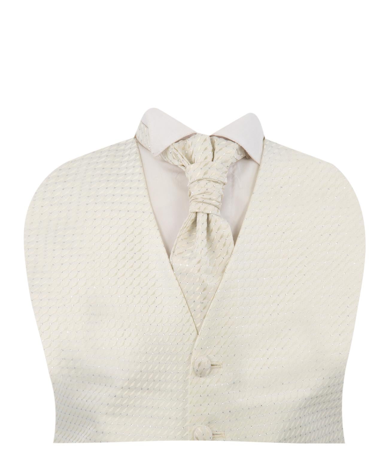 Boys White Suit with White Waistcoat and Cravate Set