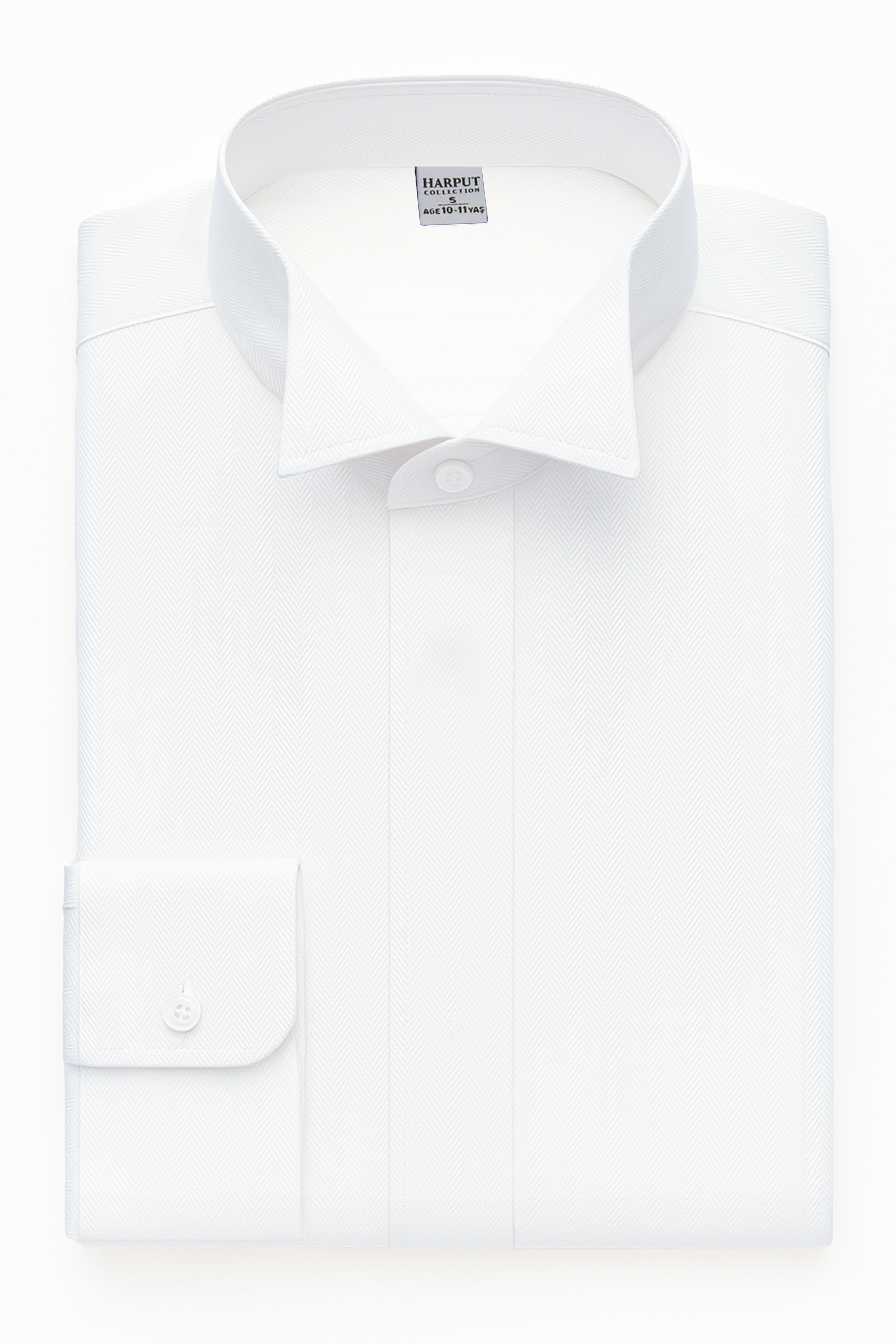 Boys Wing Collar Herringbone Dress Shirt - Harput - White