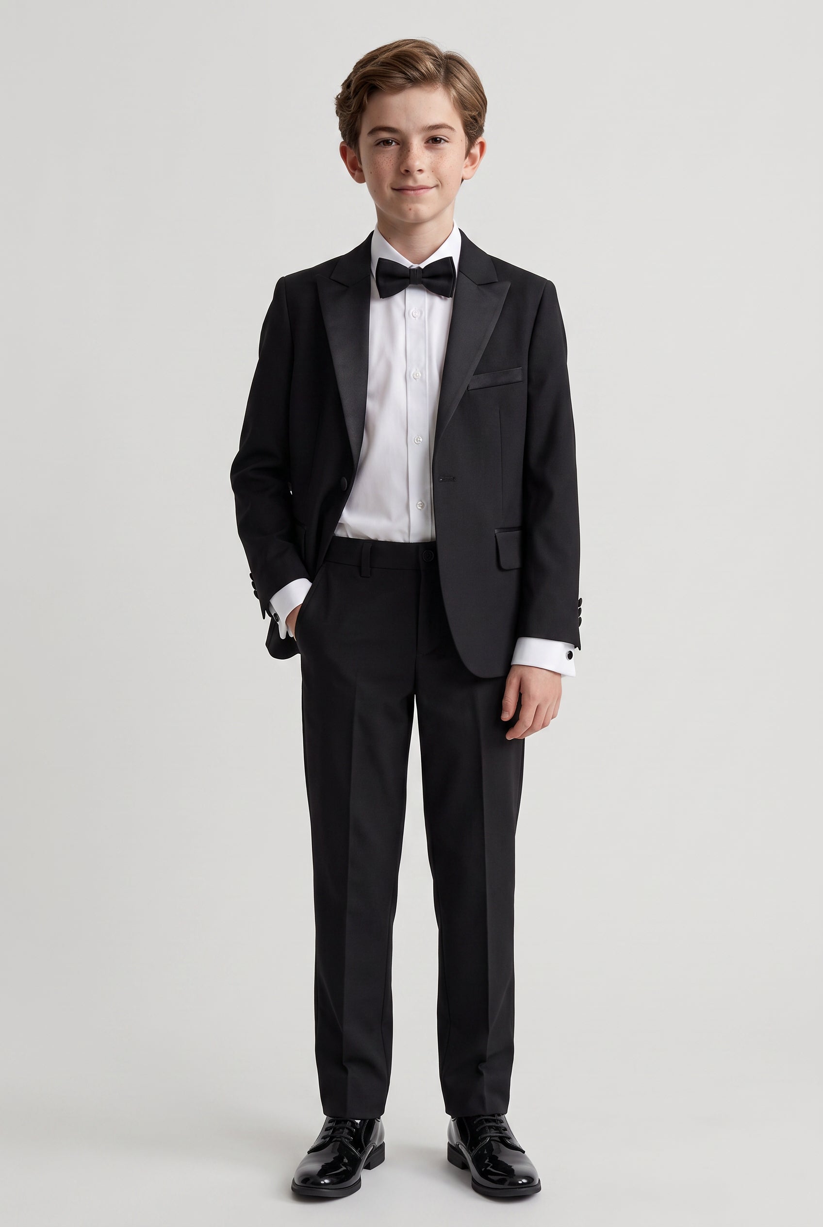 Boys 2-Piece Black Dinner Jacket & Bow Tie Set