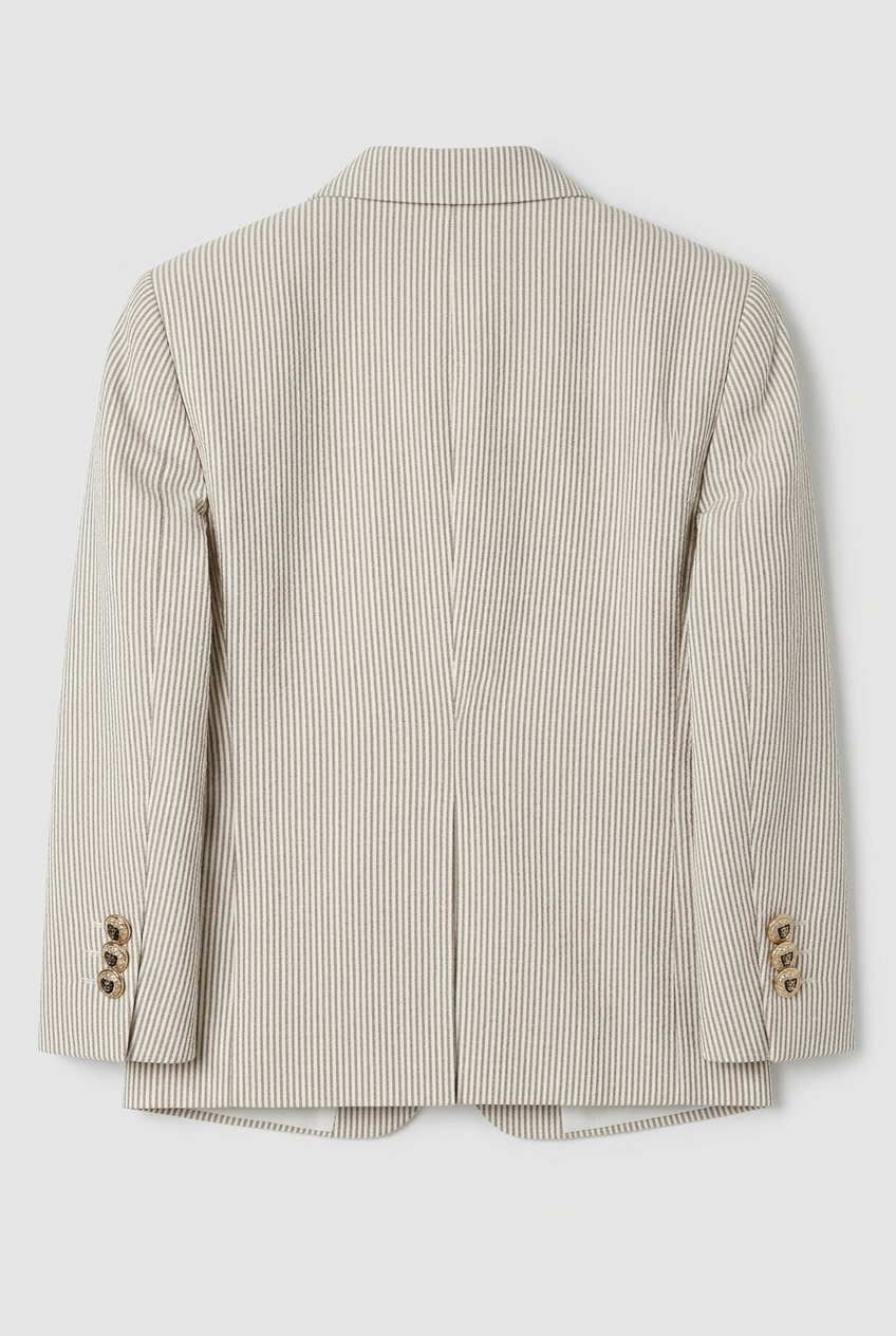 Boys’ 3-Piece Pinstripe Double-Breasted Suit - Beige & Brown