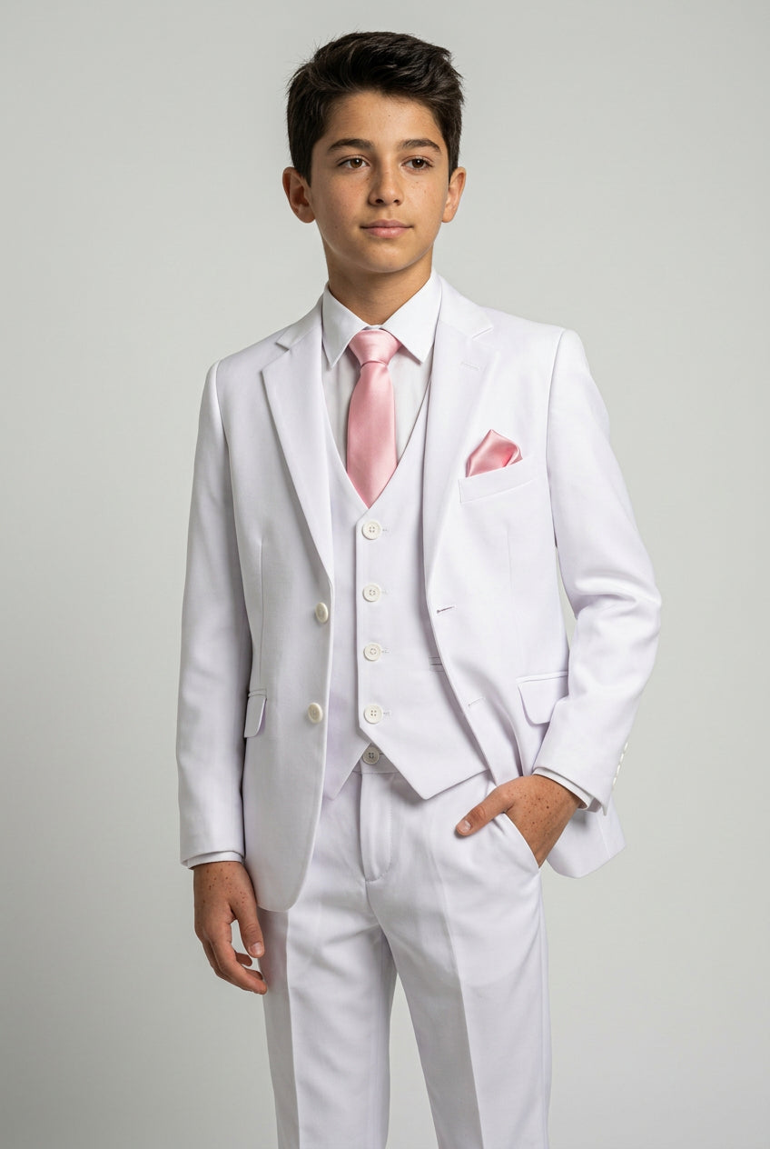 Boys' 3-Piece Tailored Fit Communion White Suit