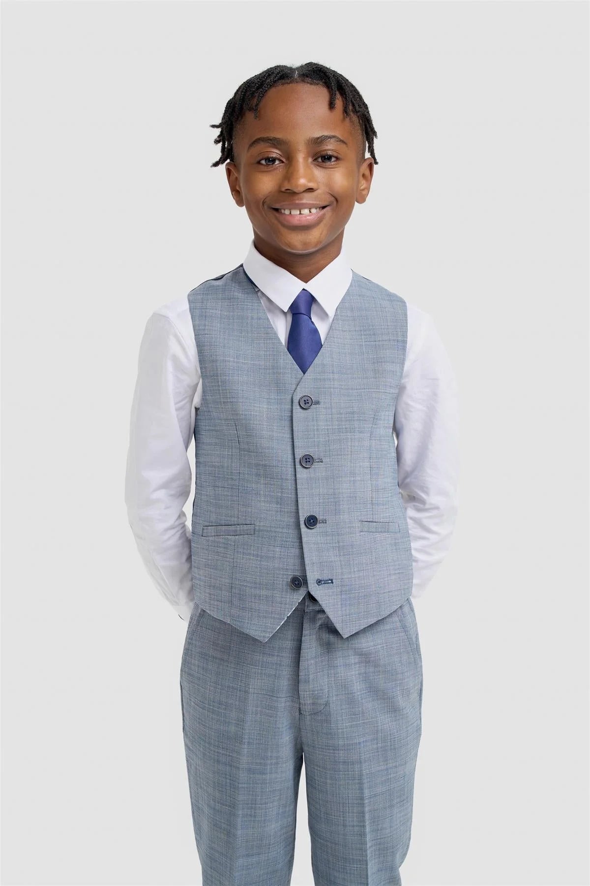 Boys’ 3-Piece Textured Suit - Camden - Blue