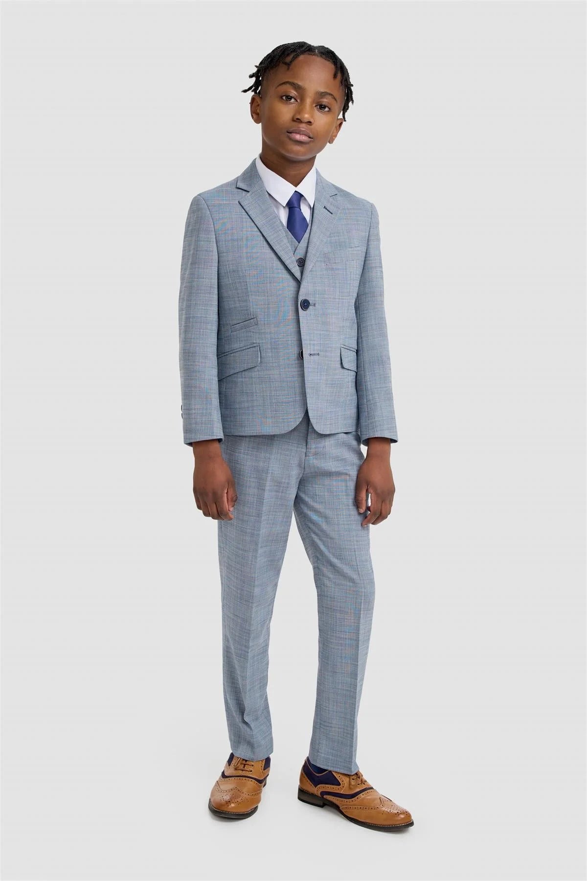 Boys’ 3-Piece Textured Suit - Camden - Blue