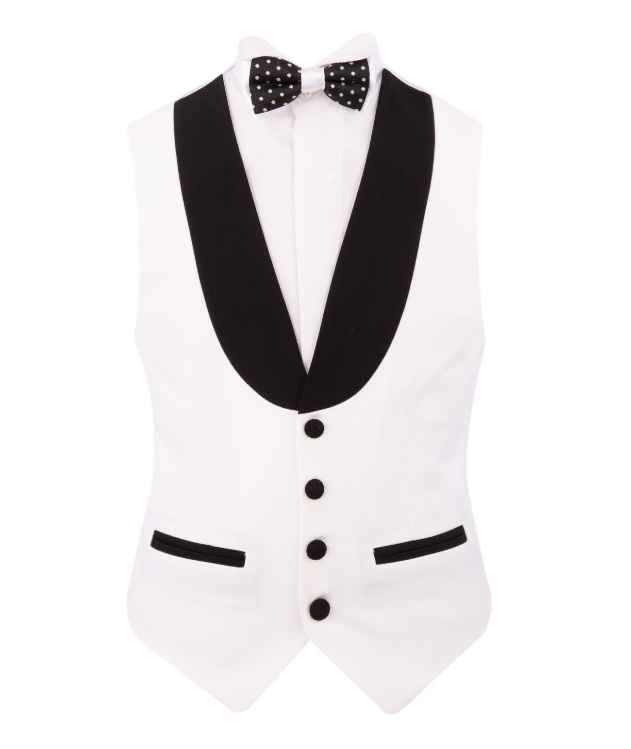 Boys' 3-Piece White Tuxedo Set with Black Details