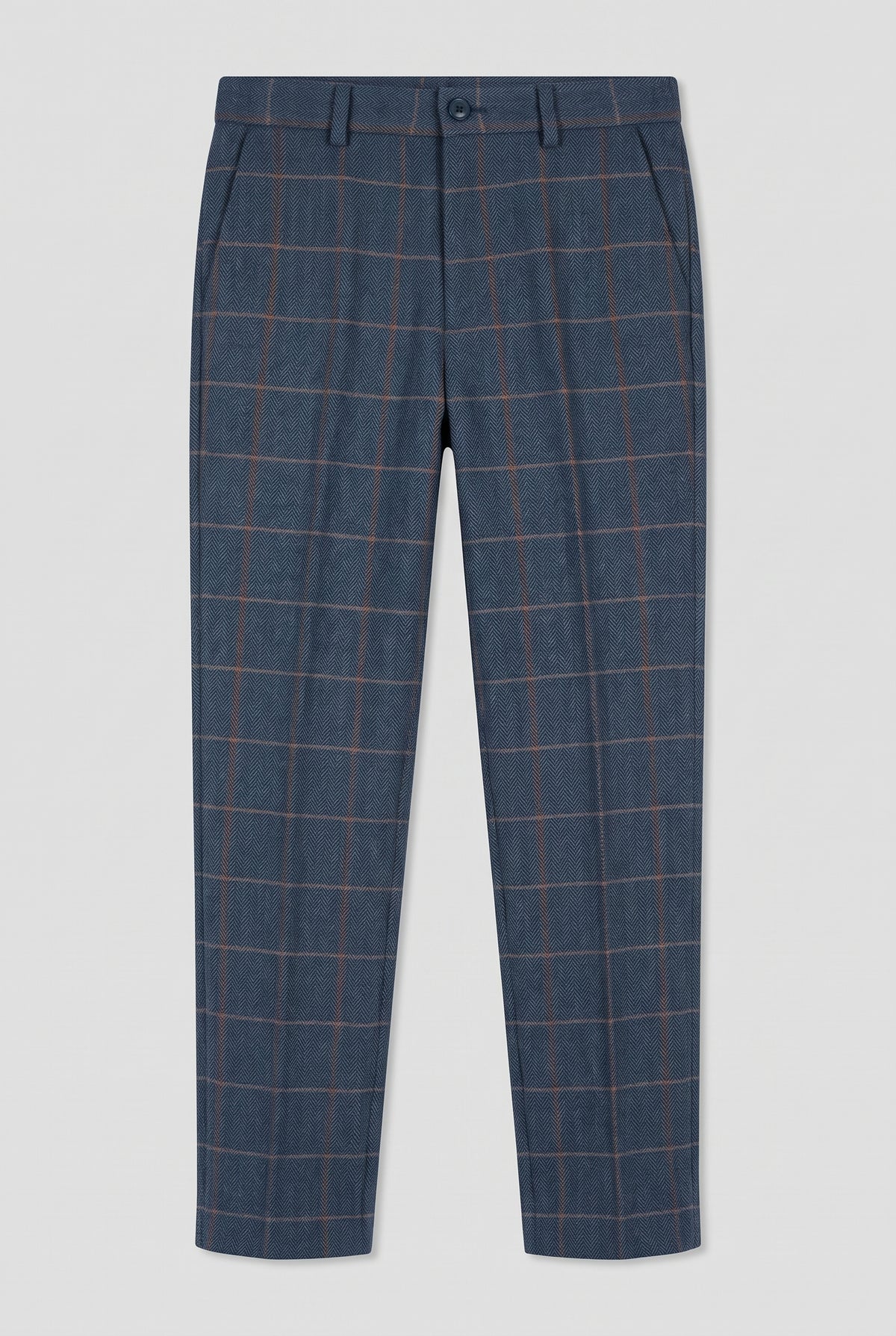 Boys 3-Piece Herringbone Windowpane Check Suit - Paul Andrew Harris Navy