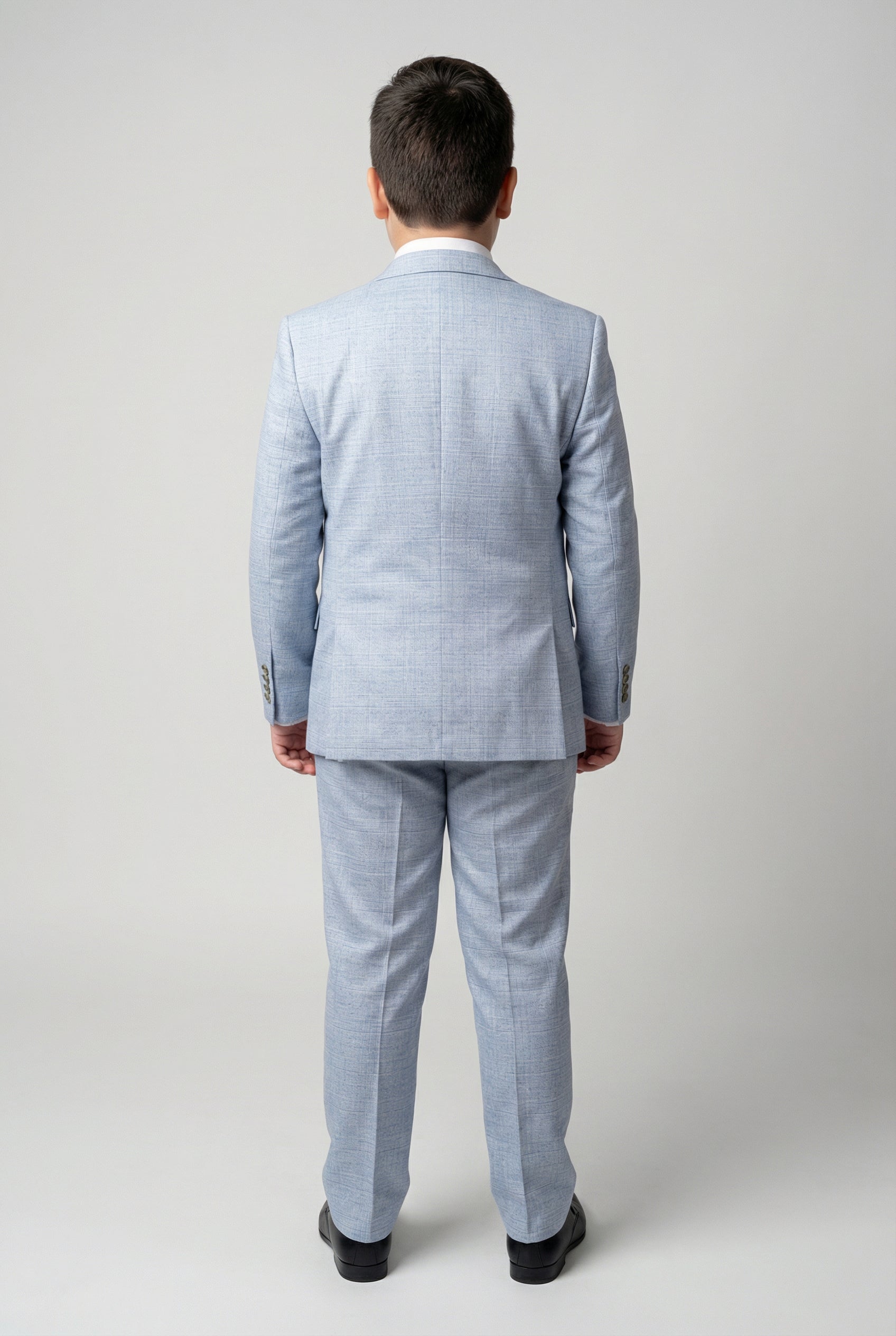 Boys 3-Piece Tweed Like Glen Check Suit - Luis Pale Blue