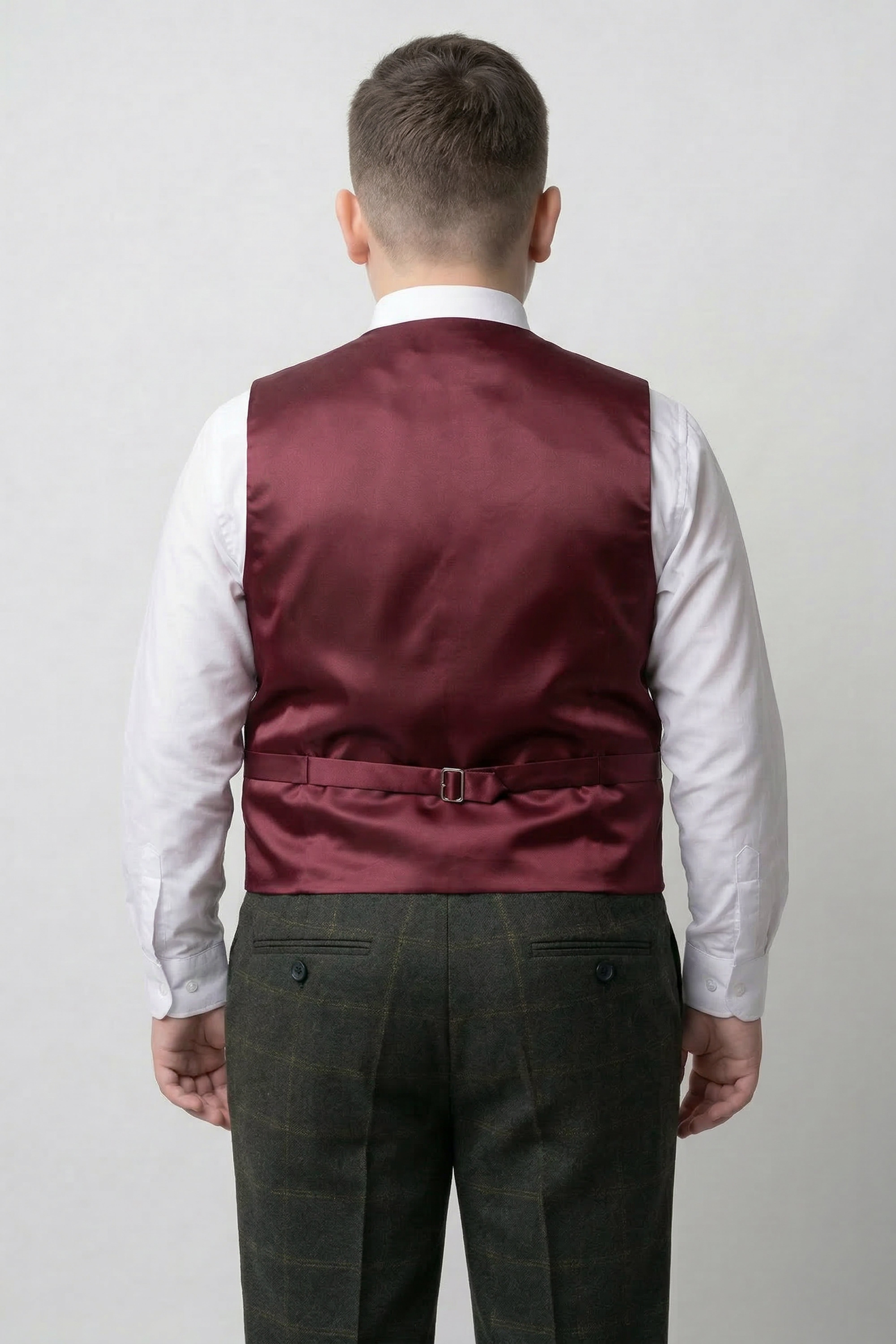 Boys 3-Piece Wool Tweed Windowpane Check Suit - Joshua - Forest Green