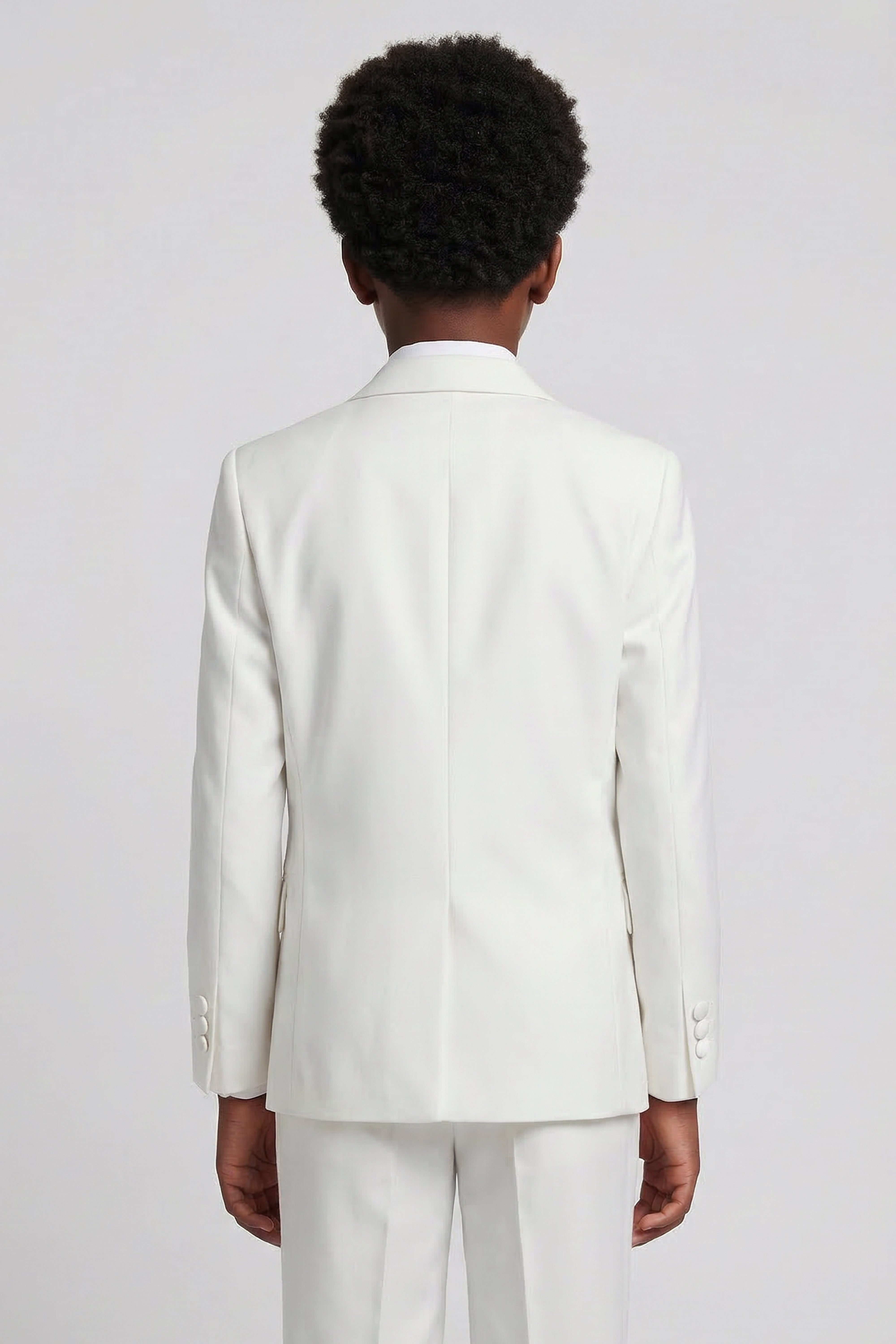 Boys 5 PC Ivory Suit Set, with Double-breasted Vest - Ivory Model Back Picture