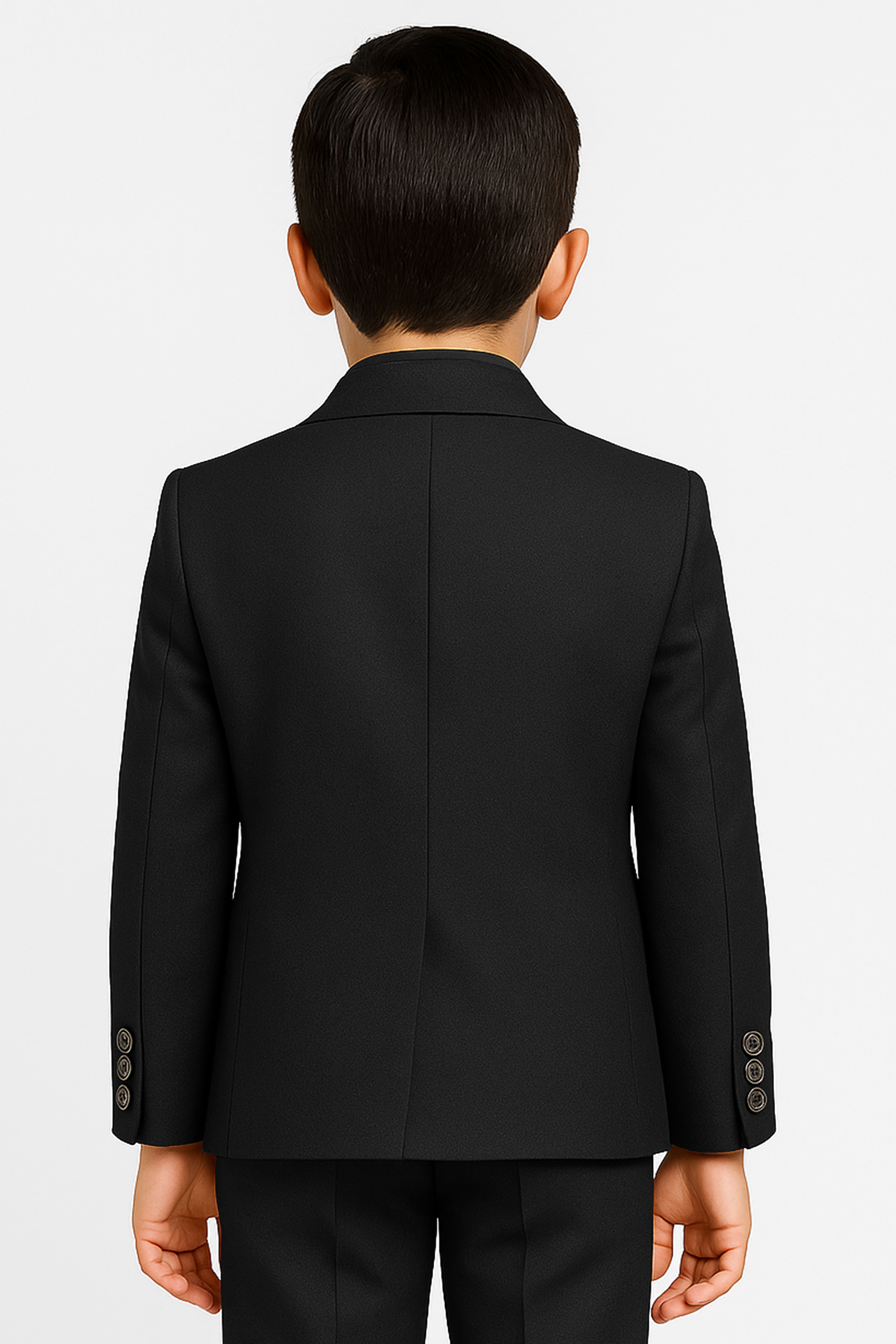 Boys’ 6-Piece Tuxedo Dinner Suit with Double Breasted Waistcoat - DAMATLIK - Black Back Picture