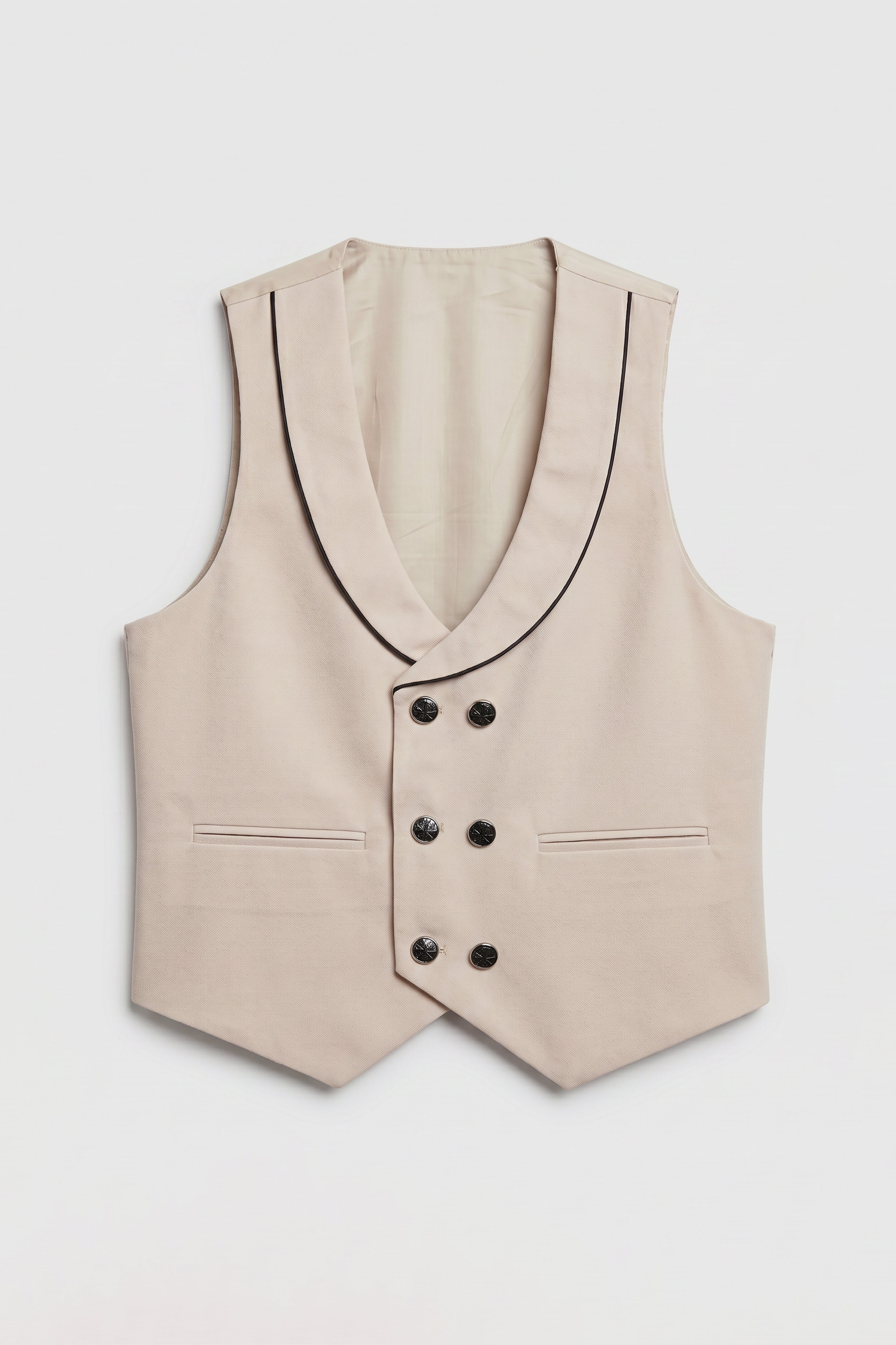 Boys 6-Piece Tuxedo Dinner Suit with Double Breasted Waistcoat - DAMATLIK W - Camel Beige