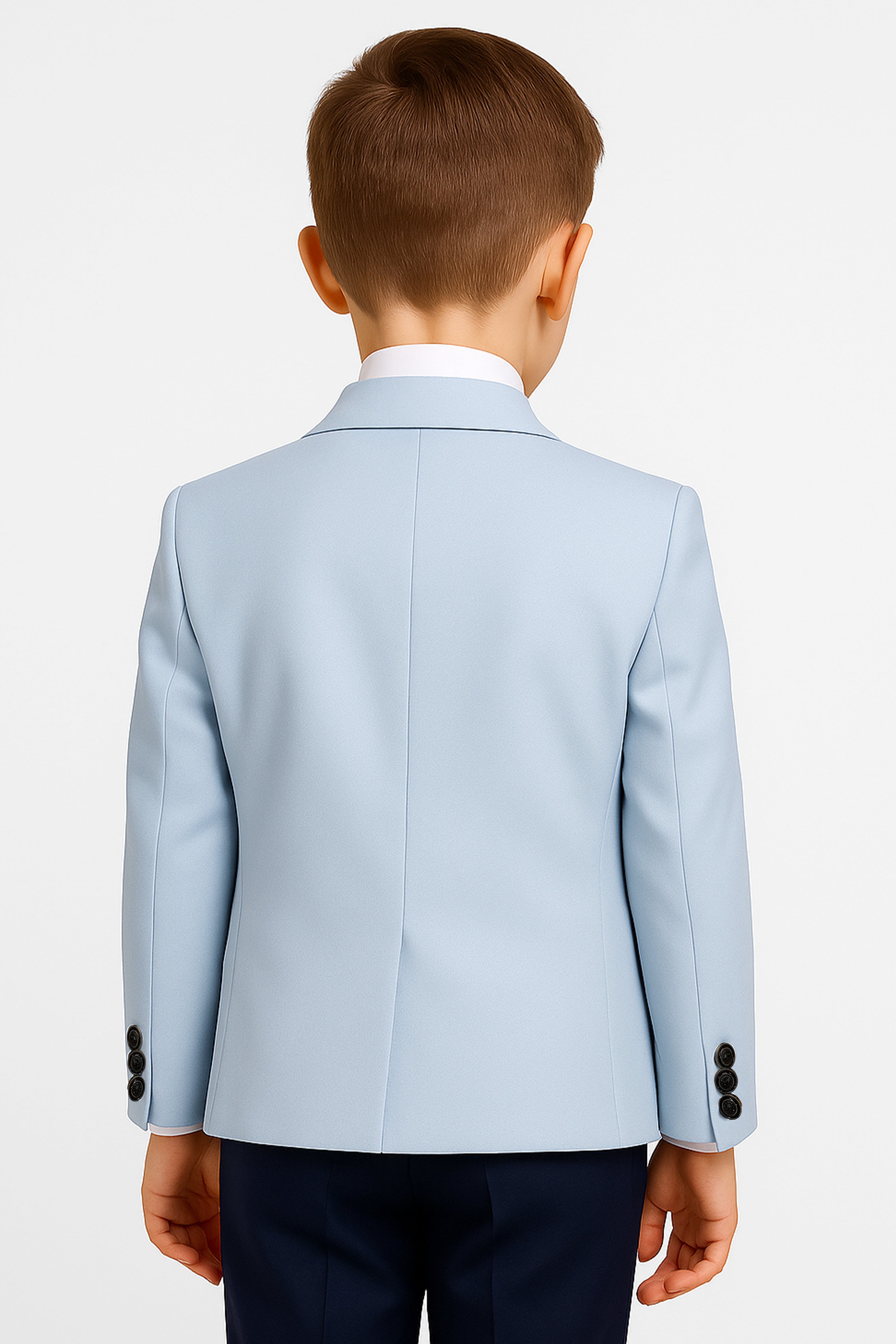 Boys’ 6-Piece Tuxedo Dinner Suit with Double Breasted Waistcoat - DAMATLIK W - Blue