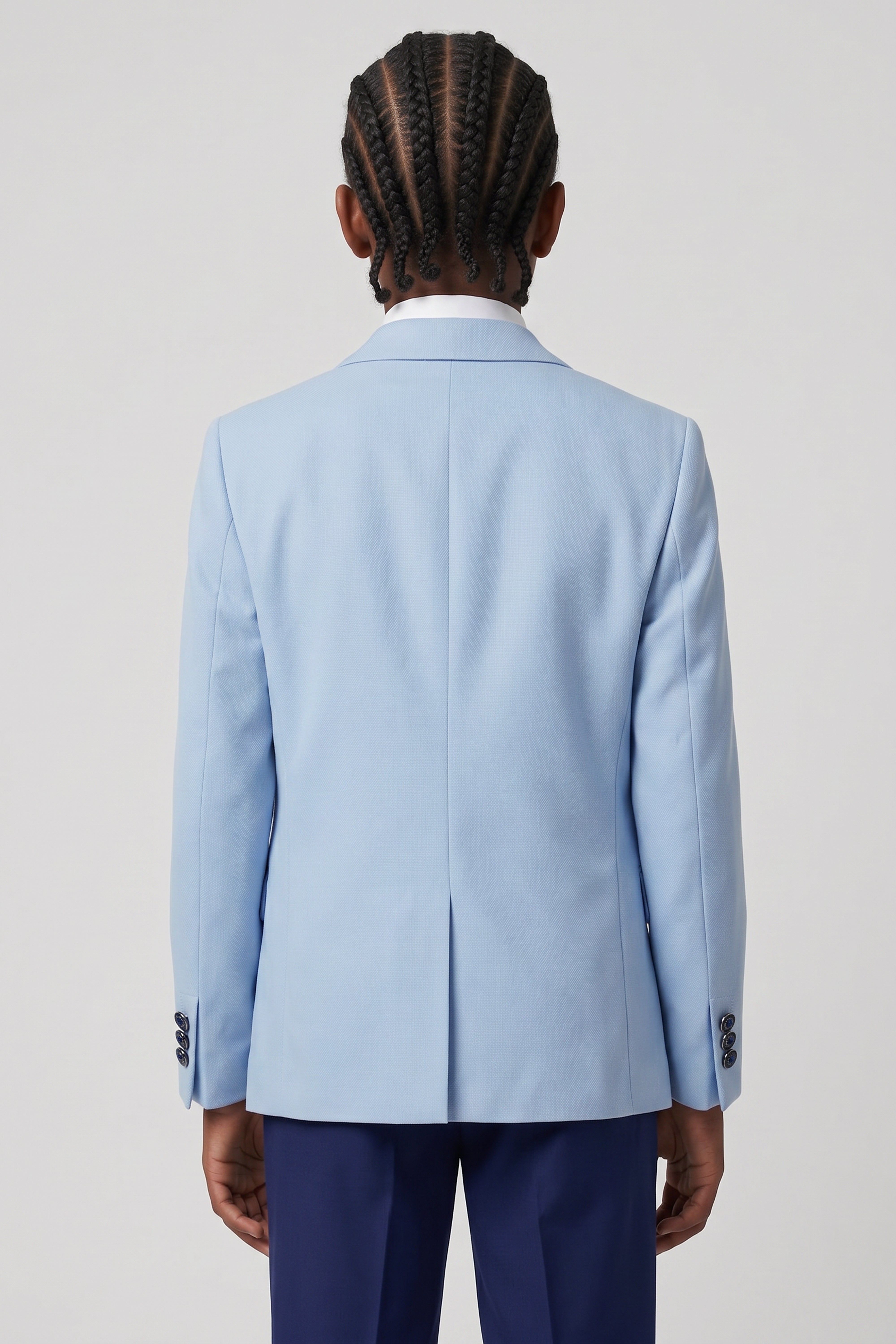 Boys’ 6-Piece Tuxedo Dinner Suit with Double Breasted Waistcoat - DAMATLIK W - Blue