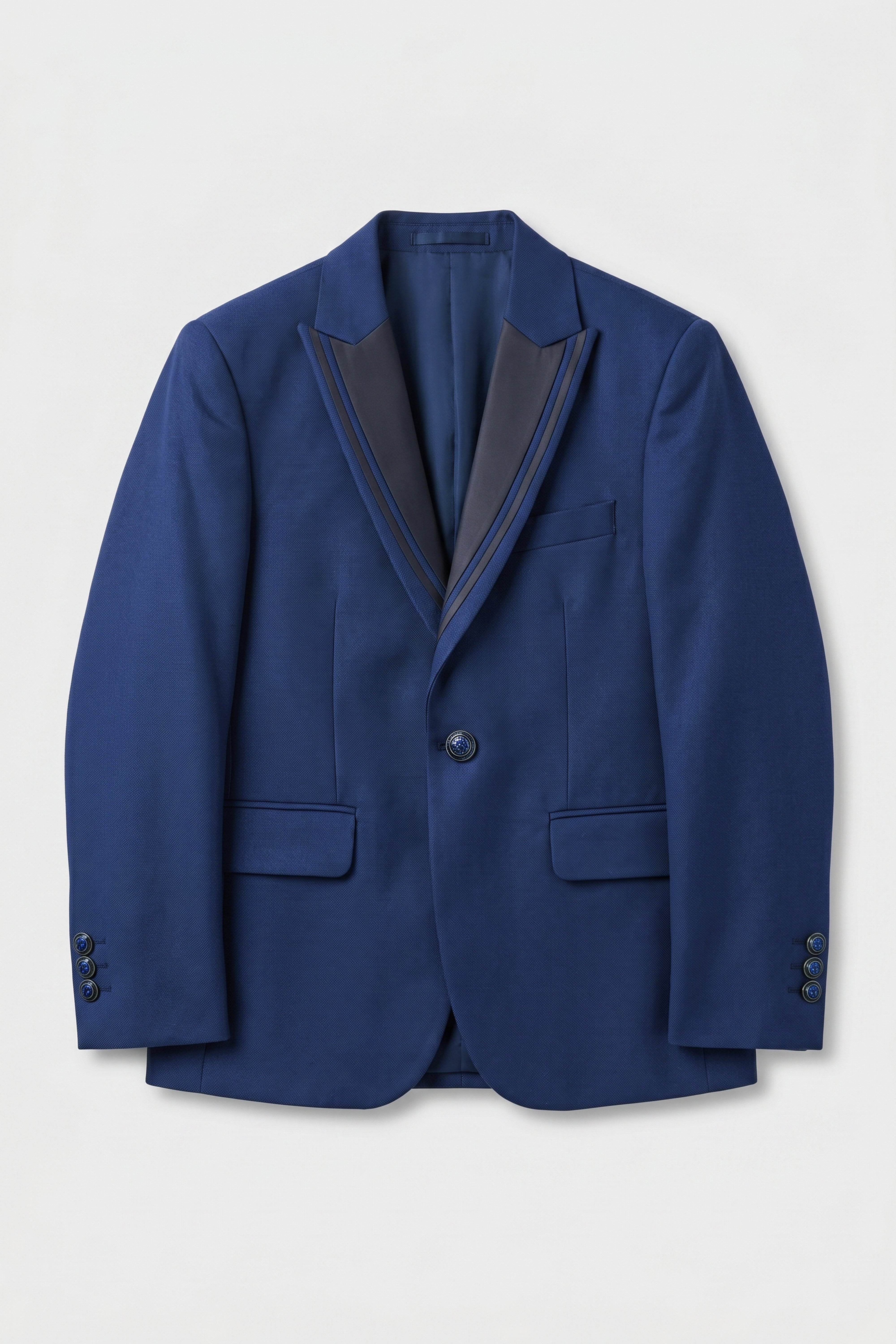 Boys’ 6-Piece Tuxedo Dinner Suit with Double Breasted Waistcoat - DAMATLIK W - Navy