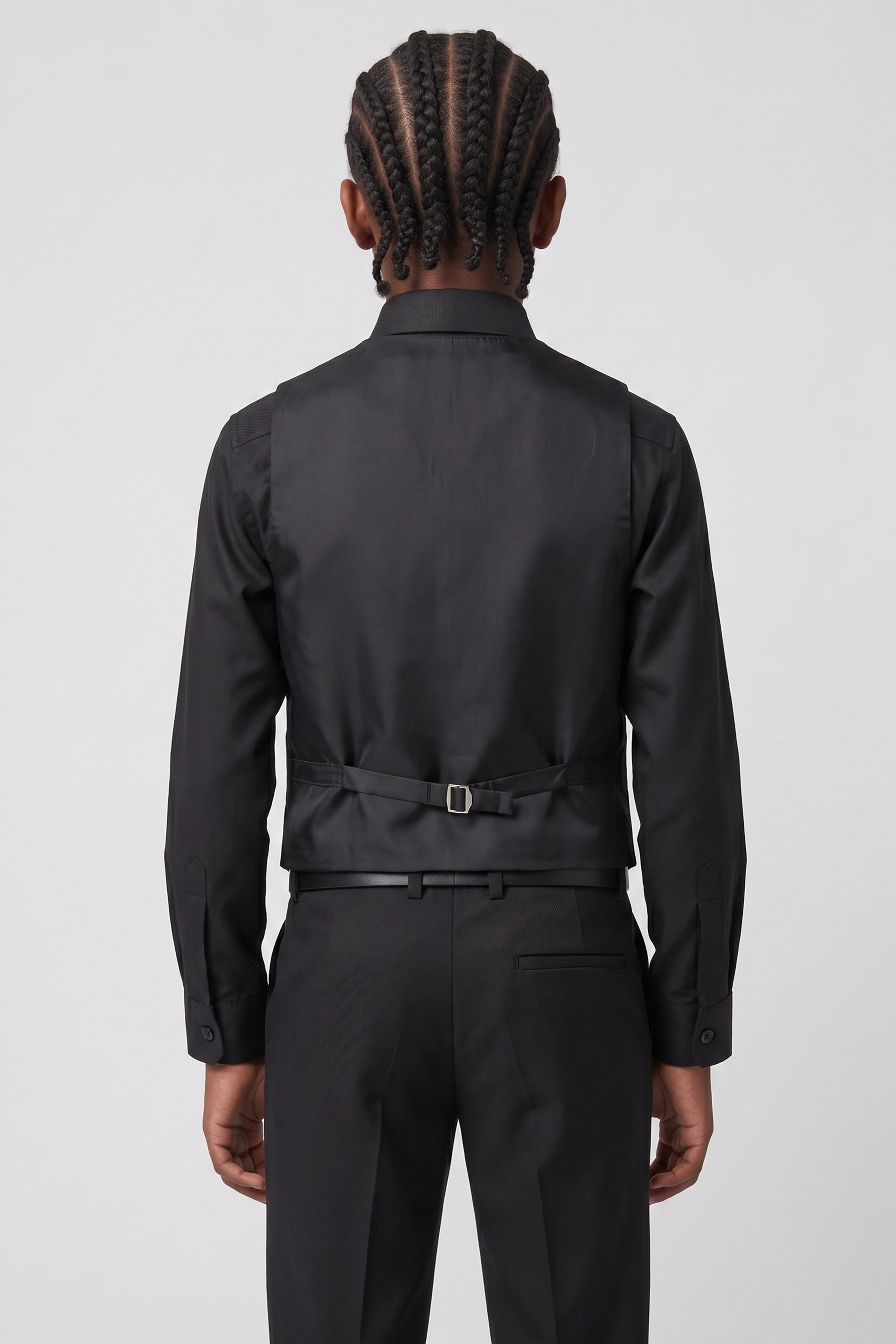 Boys’ 6-Piece Tuxedo Dinner Suit with Double Breasted Waistcoat - DAMATLIK - Black