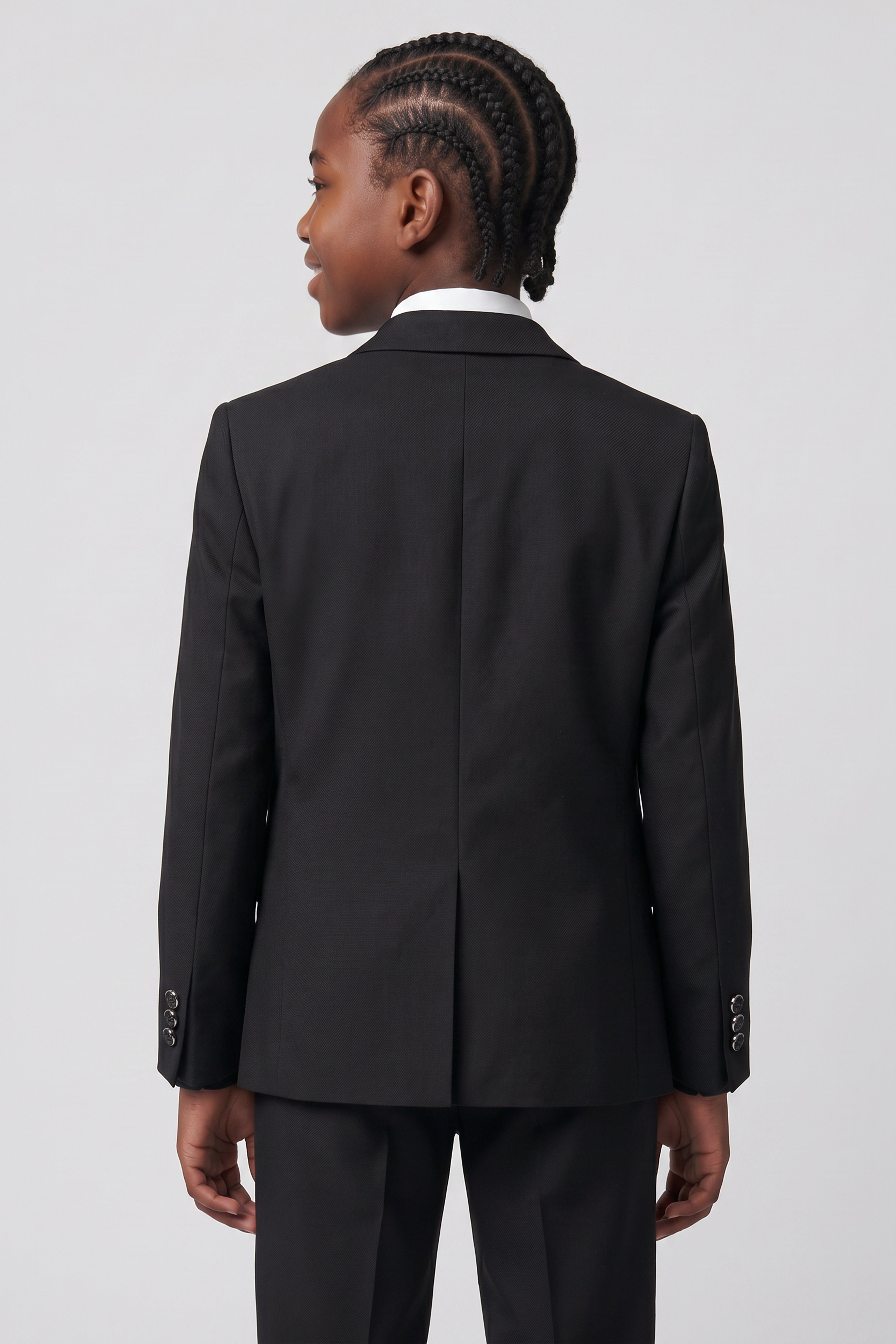 Boys’ 6-Piece Tuxedo Dinner Suit with Double Breasted Waistcoat - DAMATLIK - Black