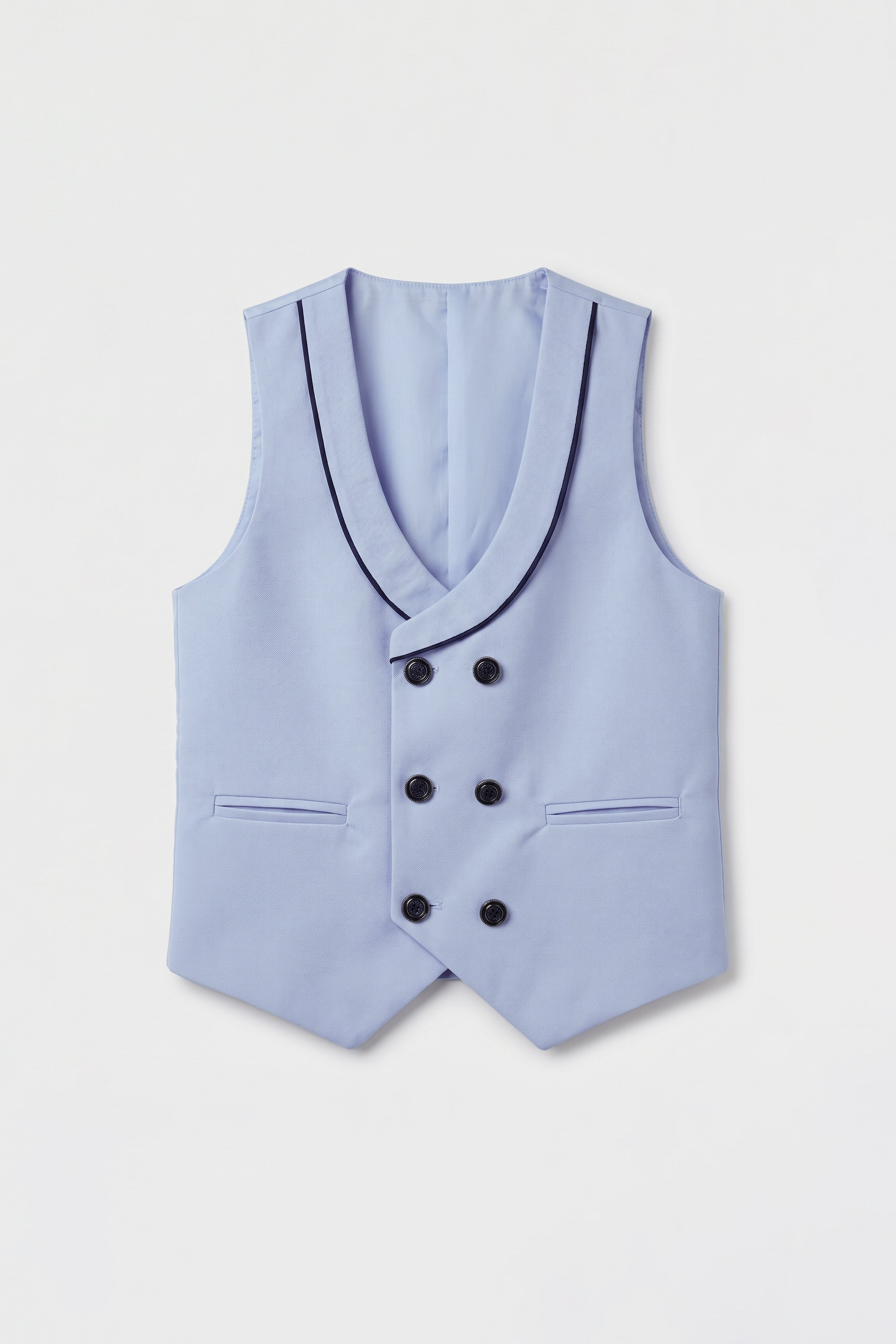 Boys’ 6-Piece Tuxedo Dinner Suit with Double Breasted Waistcoat - DAMATLIK - Blue
