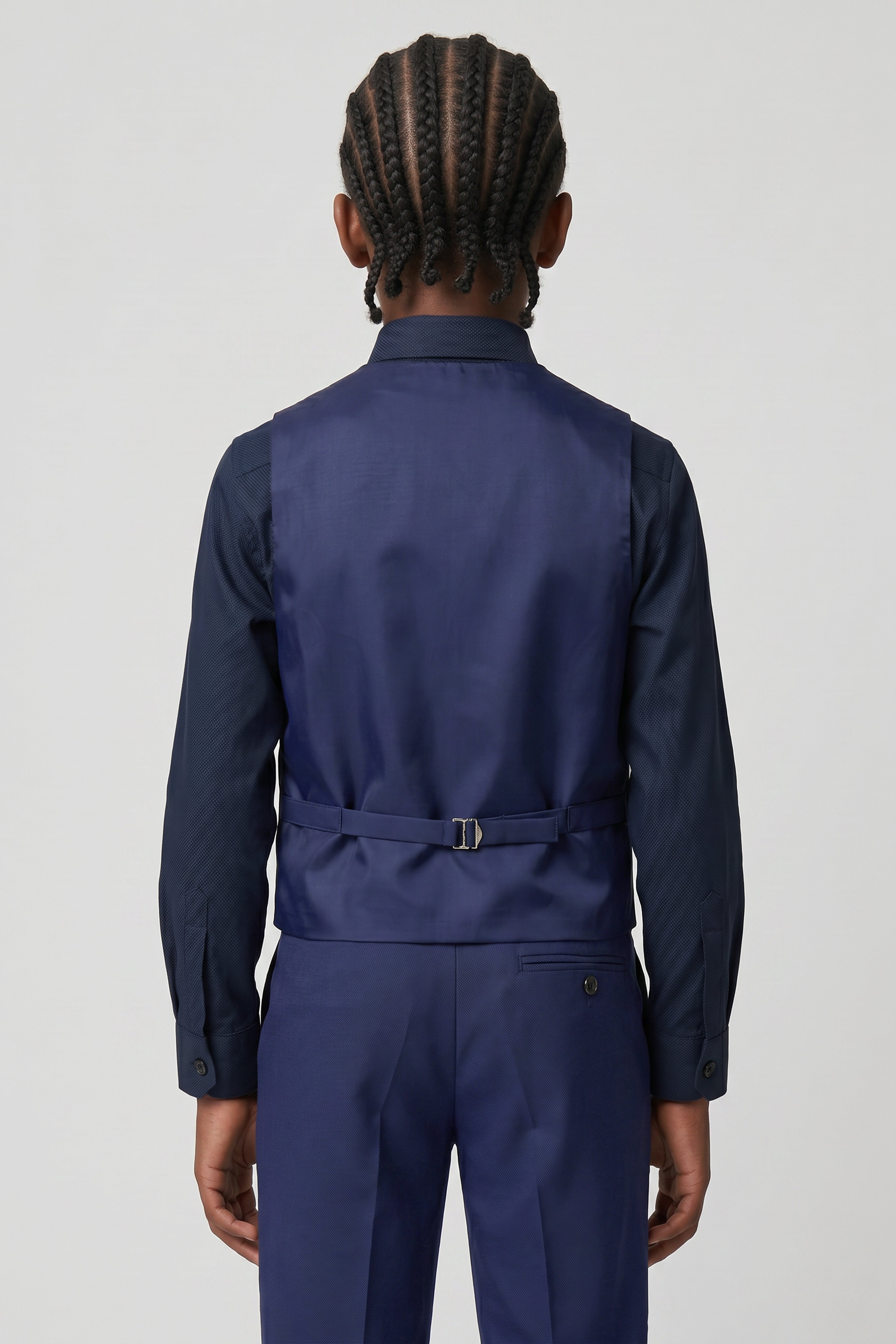 Boys’ 6-Piece Tuxedo Dinner Suit with Double Breasted Waistcoat - DAMATLIK - Navy