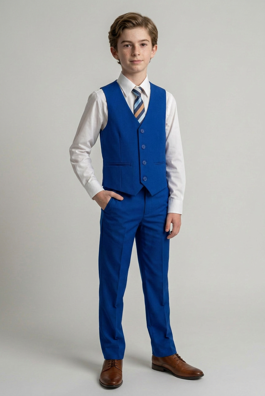 Boys 6 Piece All In One Formal Suit Set - RUN - Electric Blue