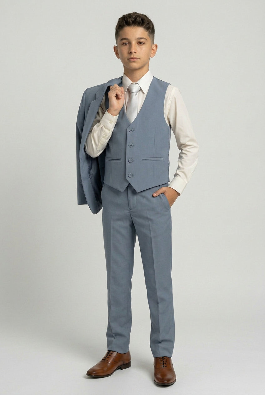 Boys 6 Piece All In One Formal Suit Set - RUN - Light Grey