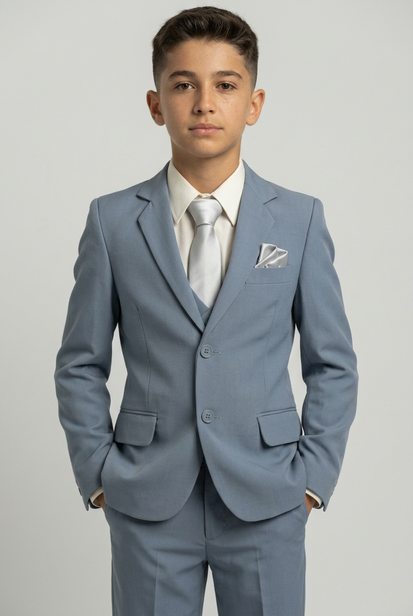 Boys 6 Piece All In One Formal Suit Set - RUN - Light Grey