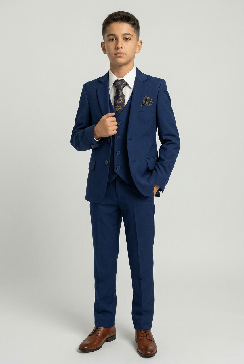 Boys 6 Piece All In One Formal Suit Set - RUN - Royal Blue