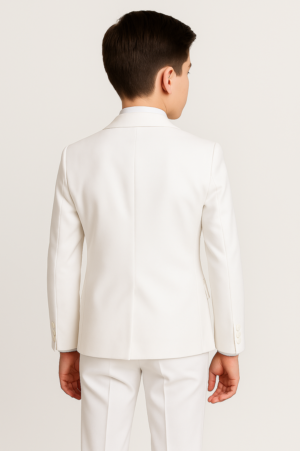 Boys 6 Piece Communion Tailored Fit Suit Set - White - Gold