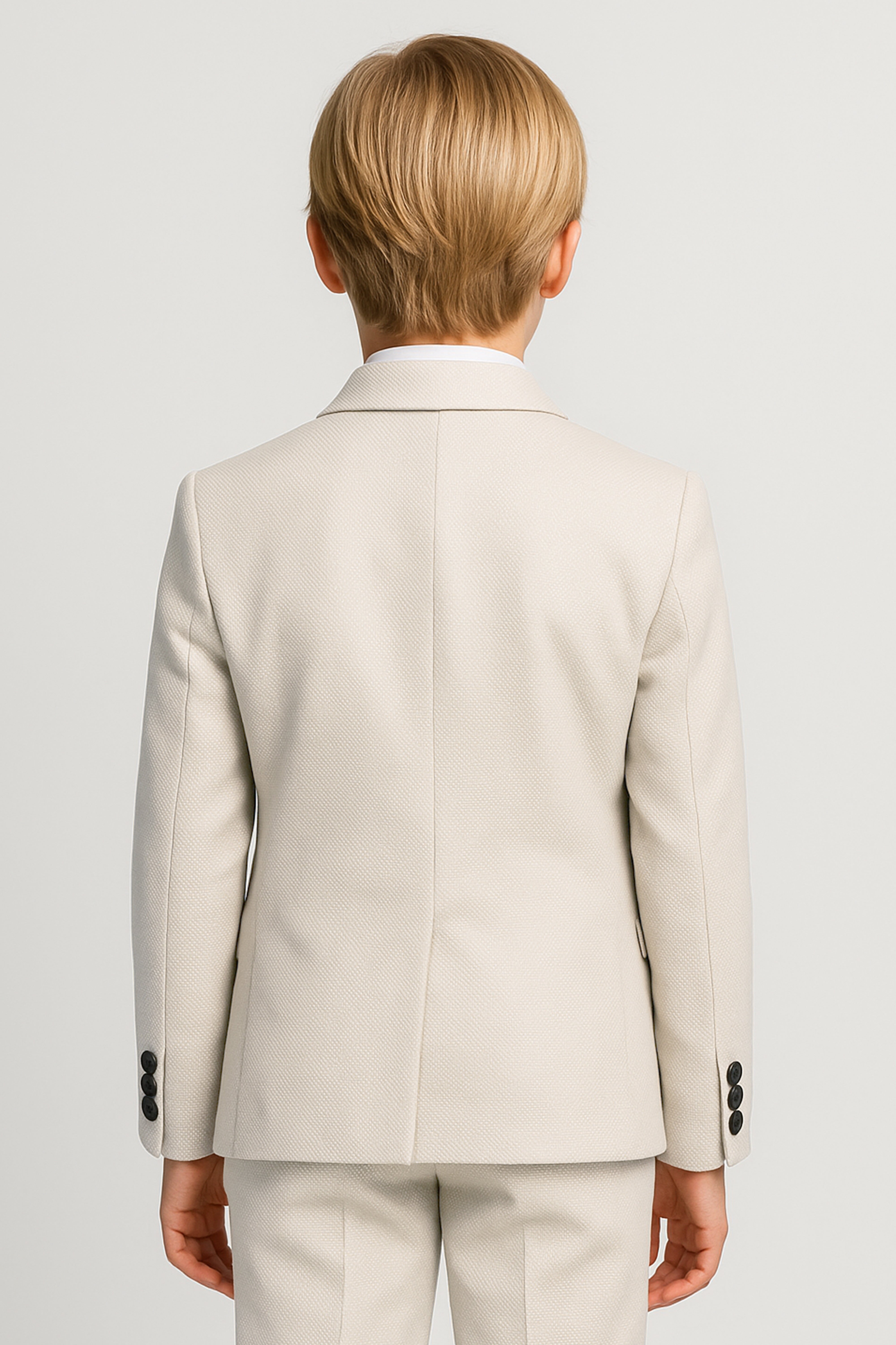 Boys’ 7-Piece Self-Patterned Formal Suit Set - Planet - Beige Model Back Picture