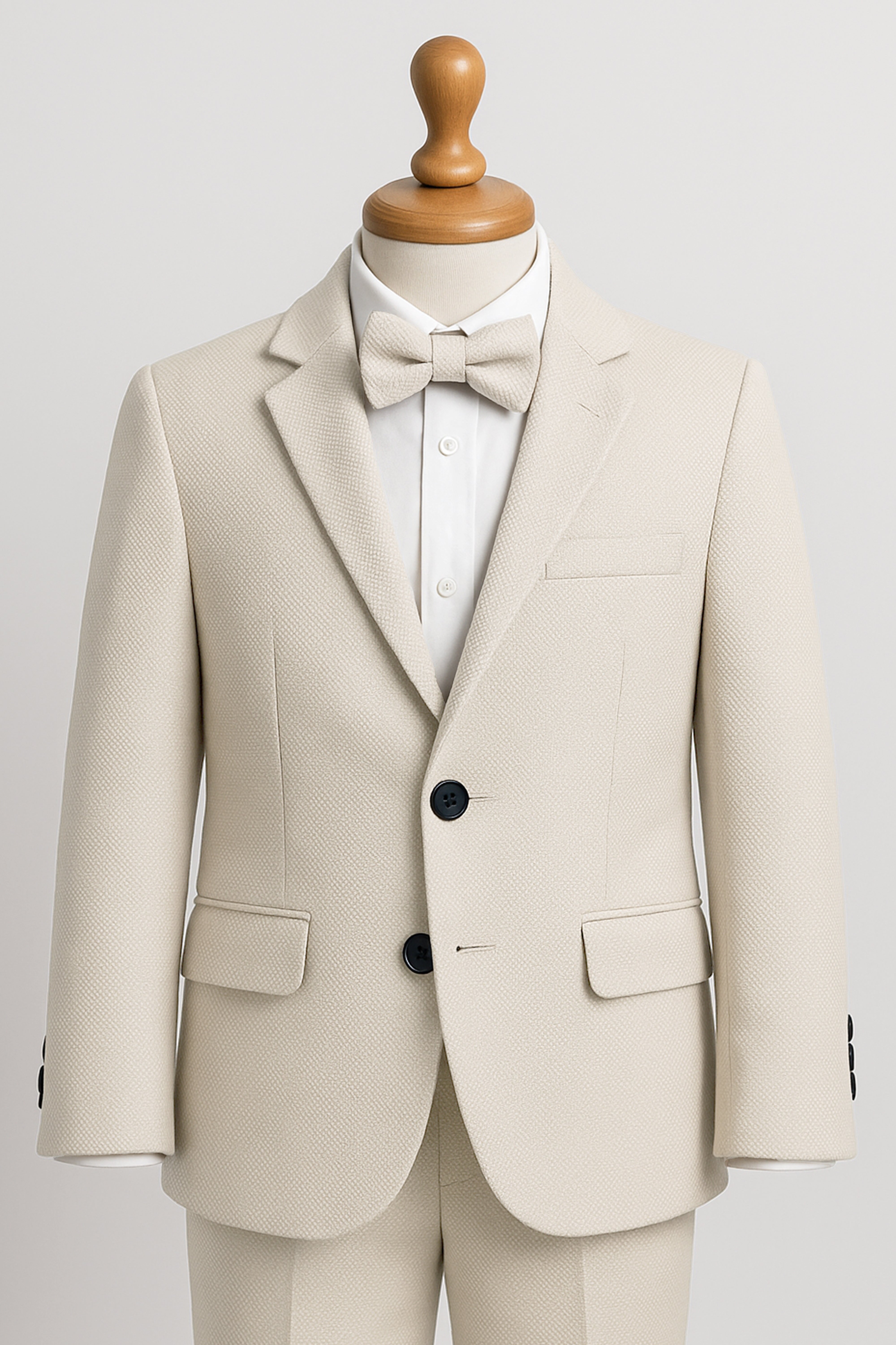 Boys’ 7-Piece Self-Patterned Formal Suit Set - Planet - Beige