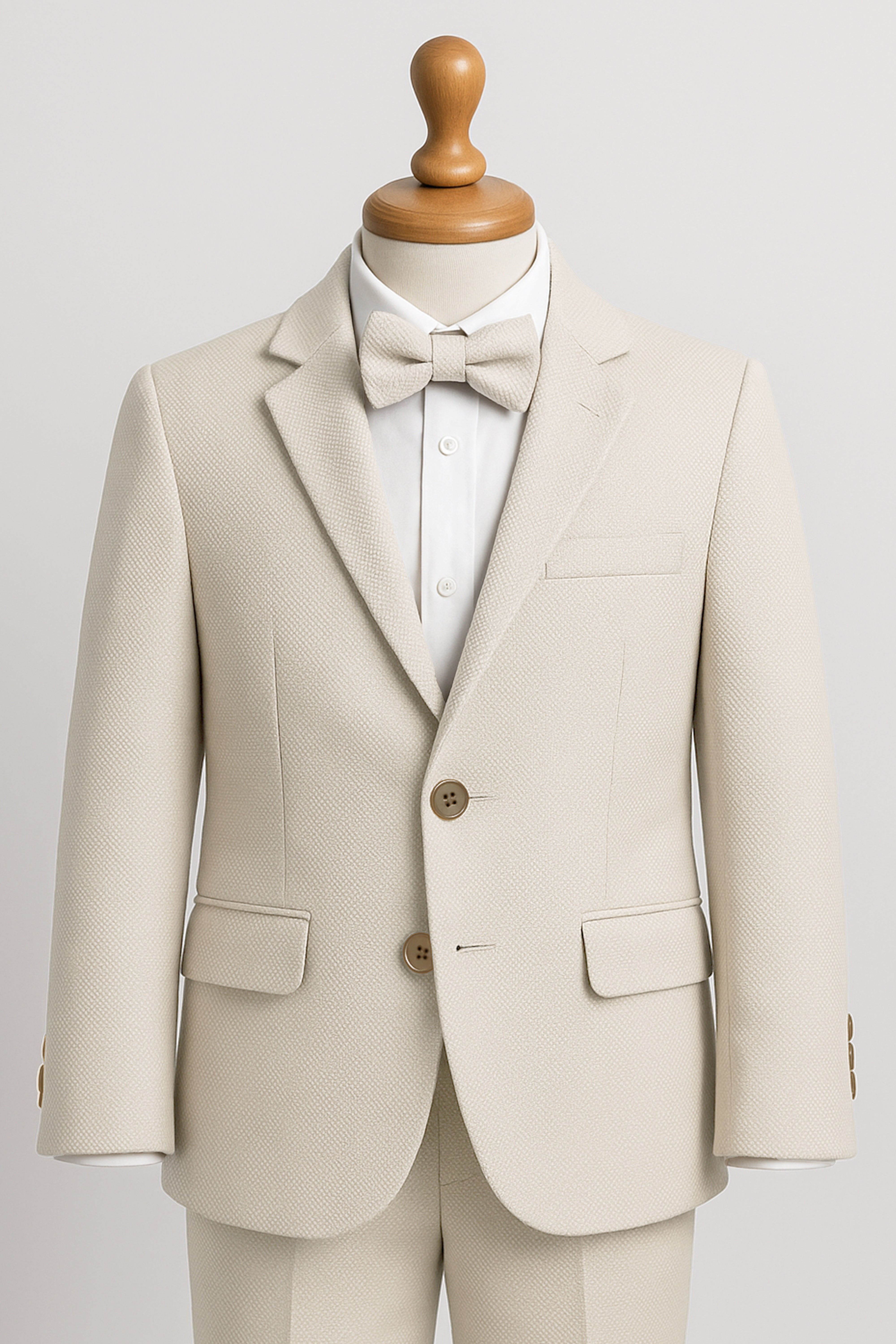 Boys’ 7-Piece Self-Patterned Formal Suit Set - Planet - Beige