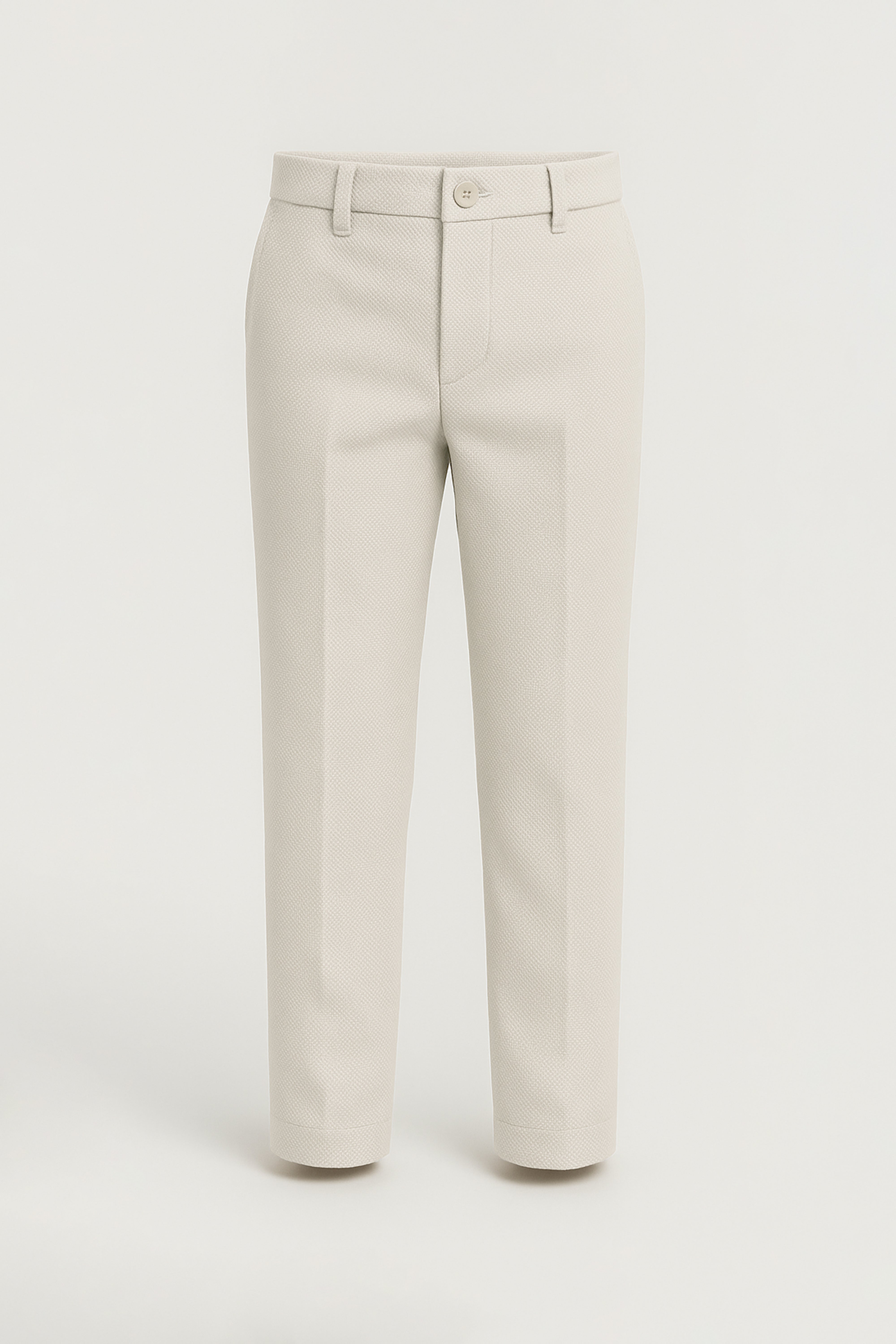 Boys’ 7-Piece Self-Patterned Formal Suit Set - Planet - Beige Trousers Front Picture