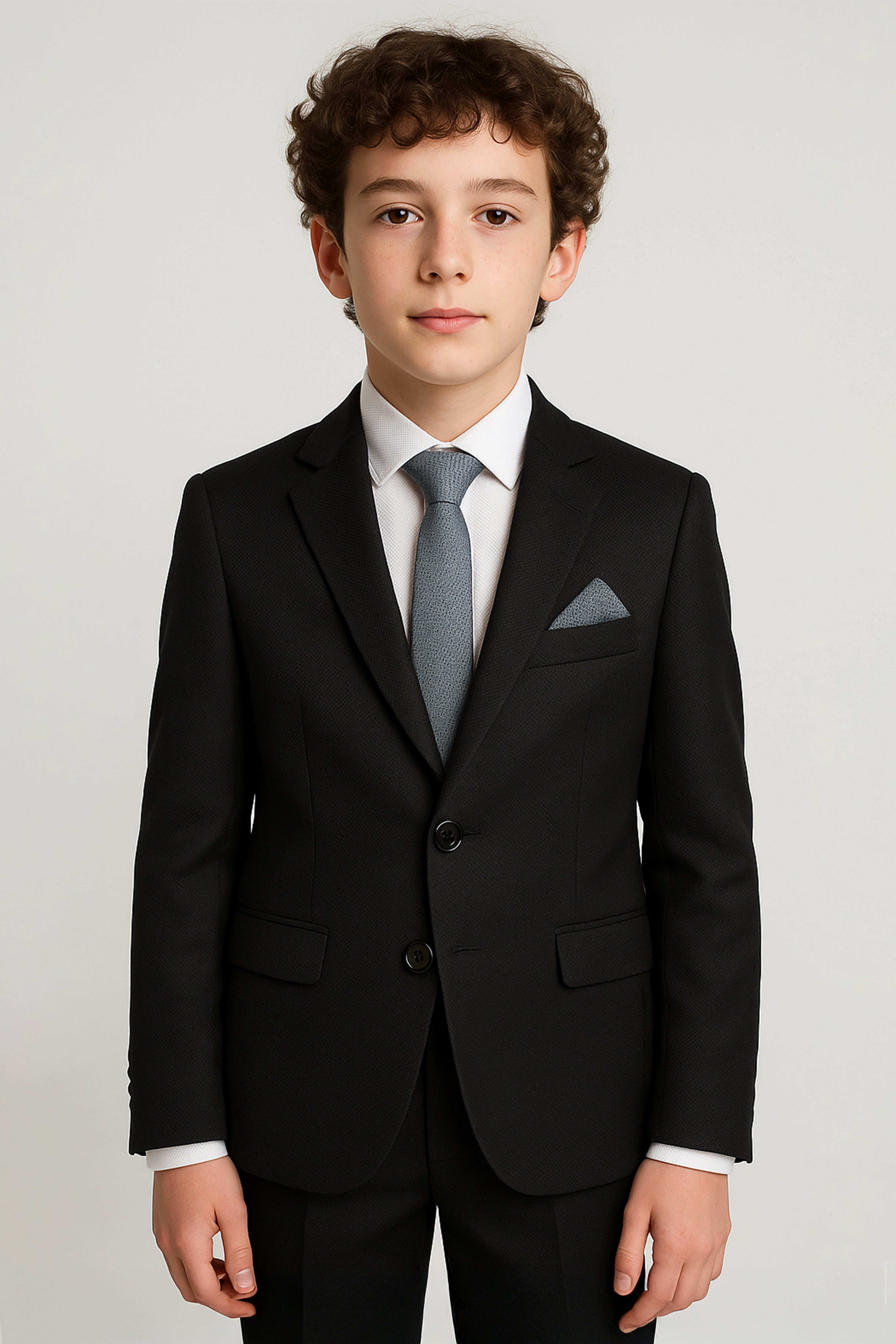 Boys’ 7-Piece Self-Patterned Formal Suit Set - Planet - Black Model Picture