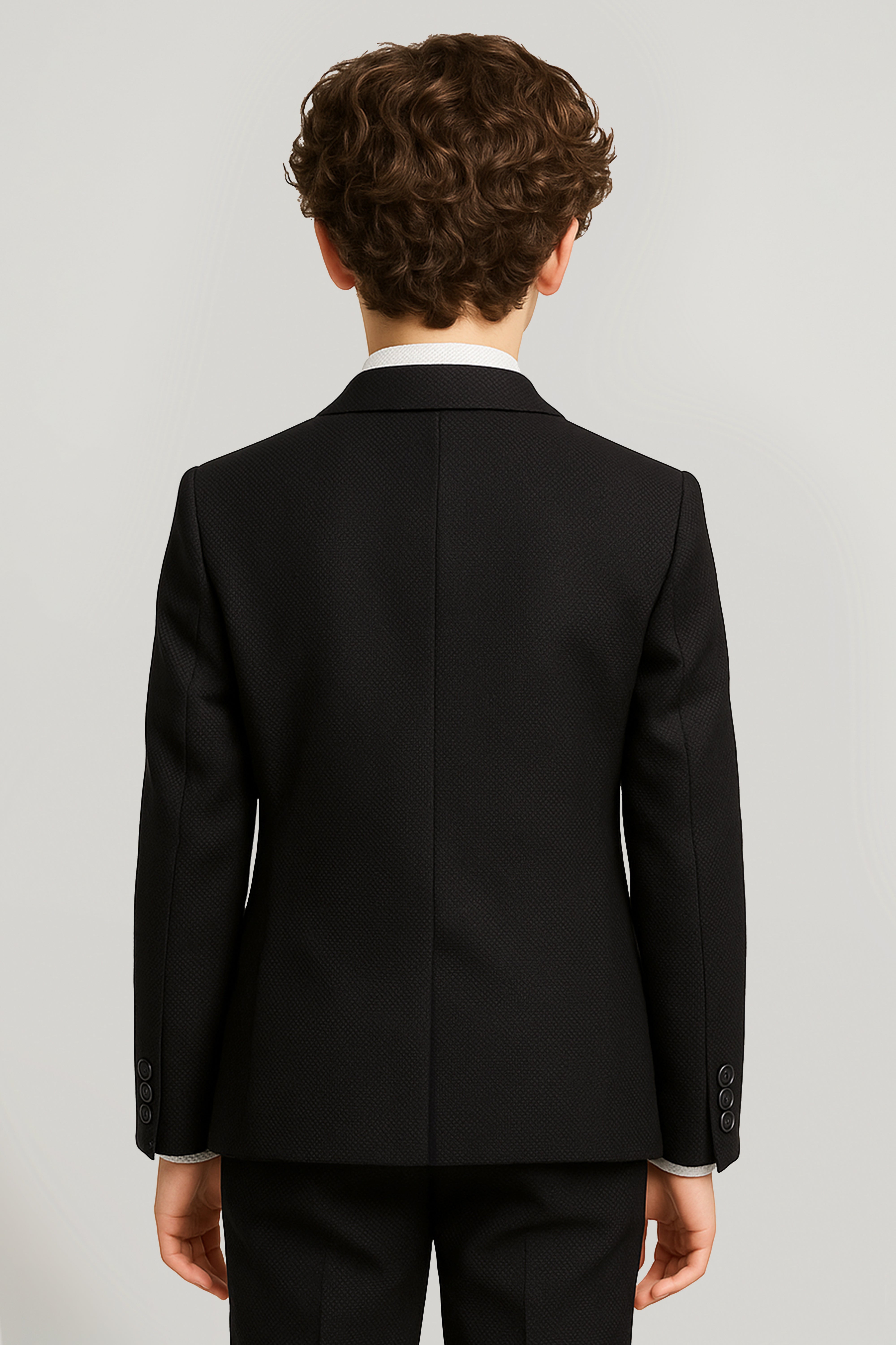 Boys’ 7-Piece Self-Patterned Formal Suit Set - Planet - Black Model Back Picture