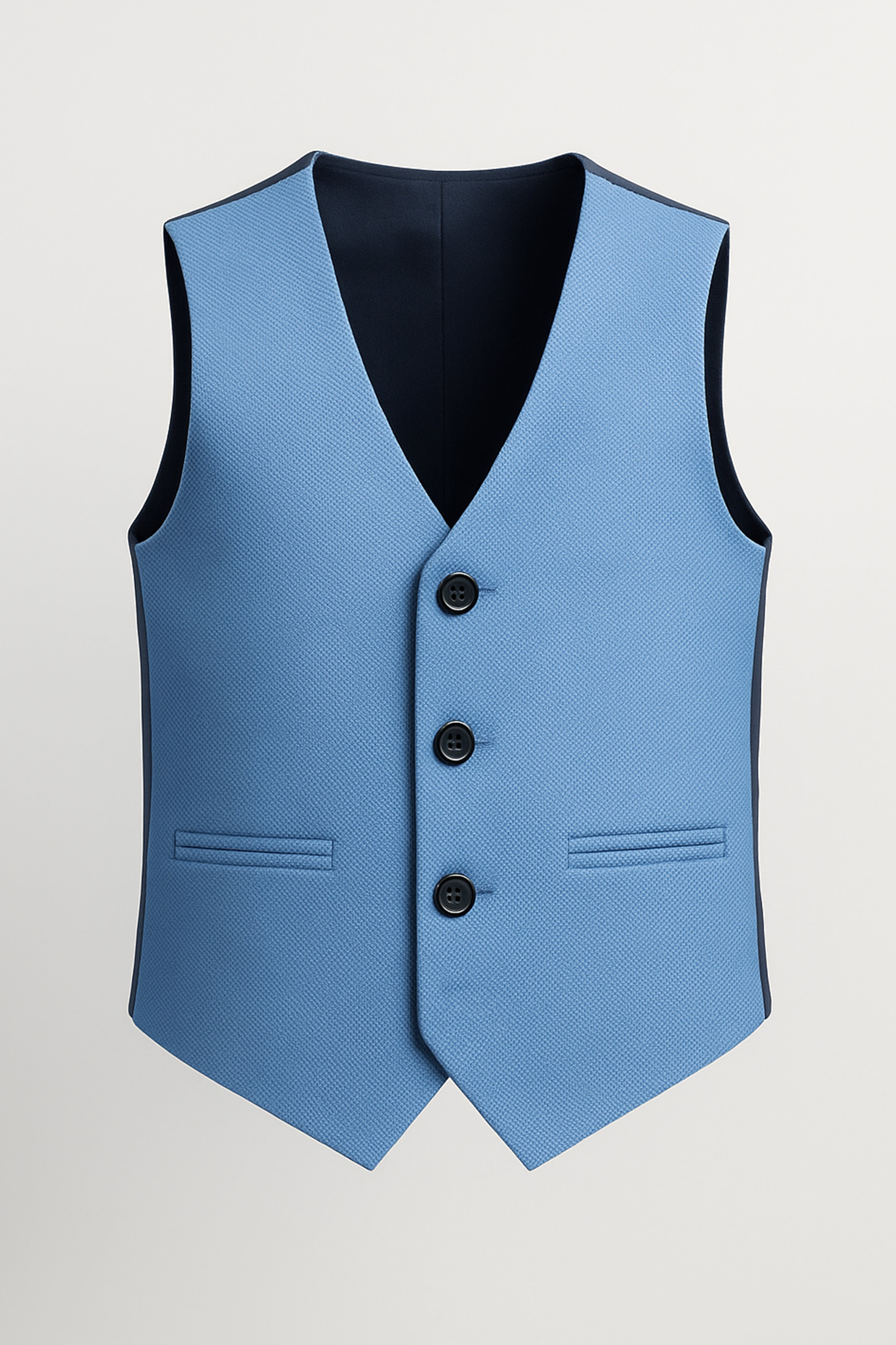 Boys’ 7-Piece Self-Patterned Formal Suit Set - Planet - Sky Blue Waistcoat Picture